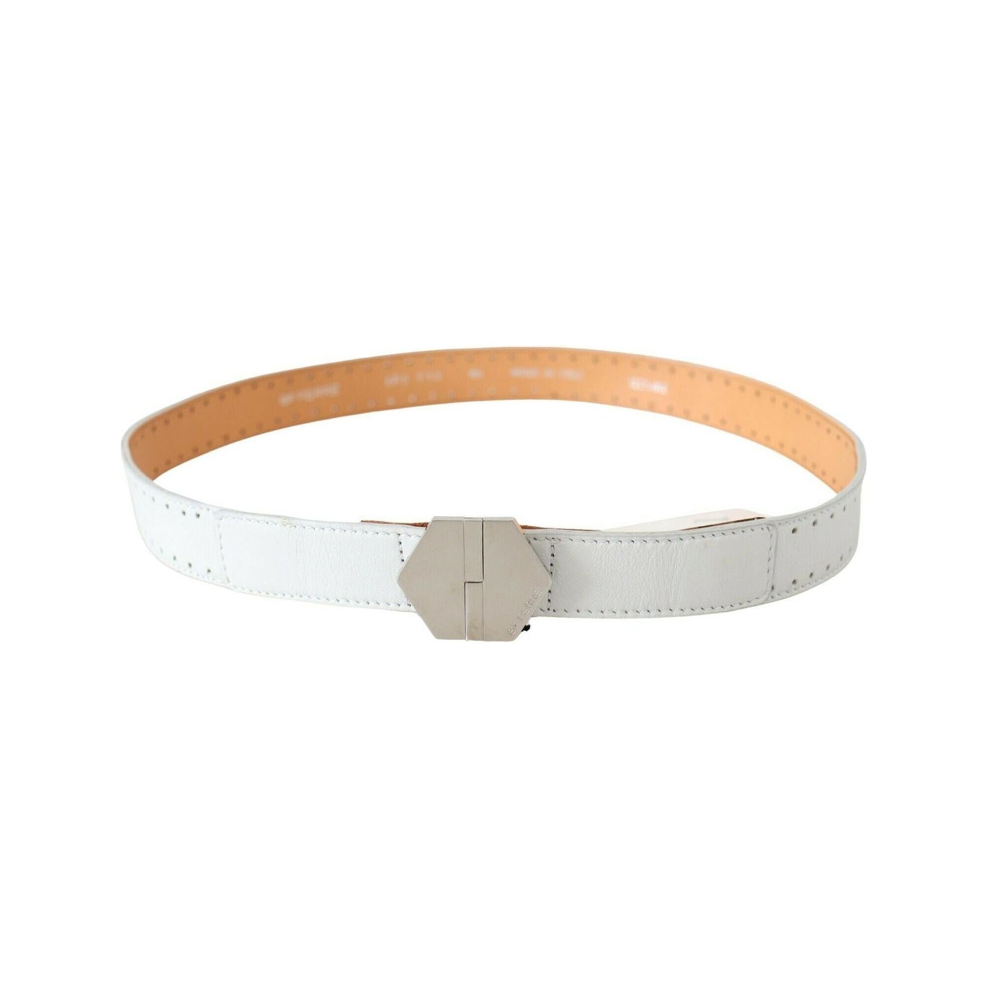 Classic Leather Belt with Silver-tone Hardware - GF Ferre 85 cm Women