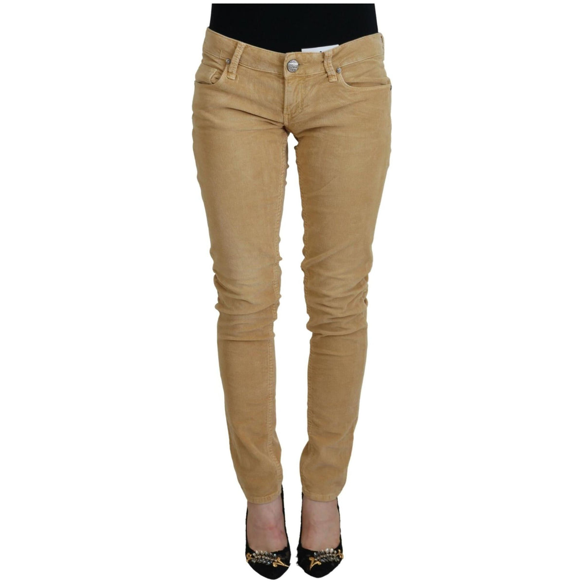 Authentic ACHT Skinny Jeans with Low Waist Corduroy Design W26 US Women