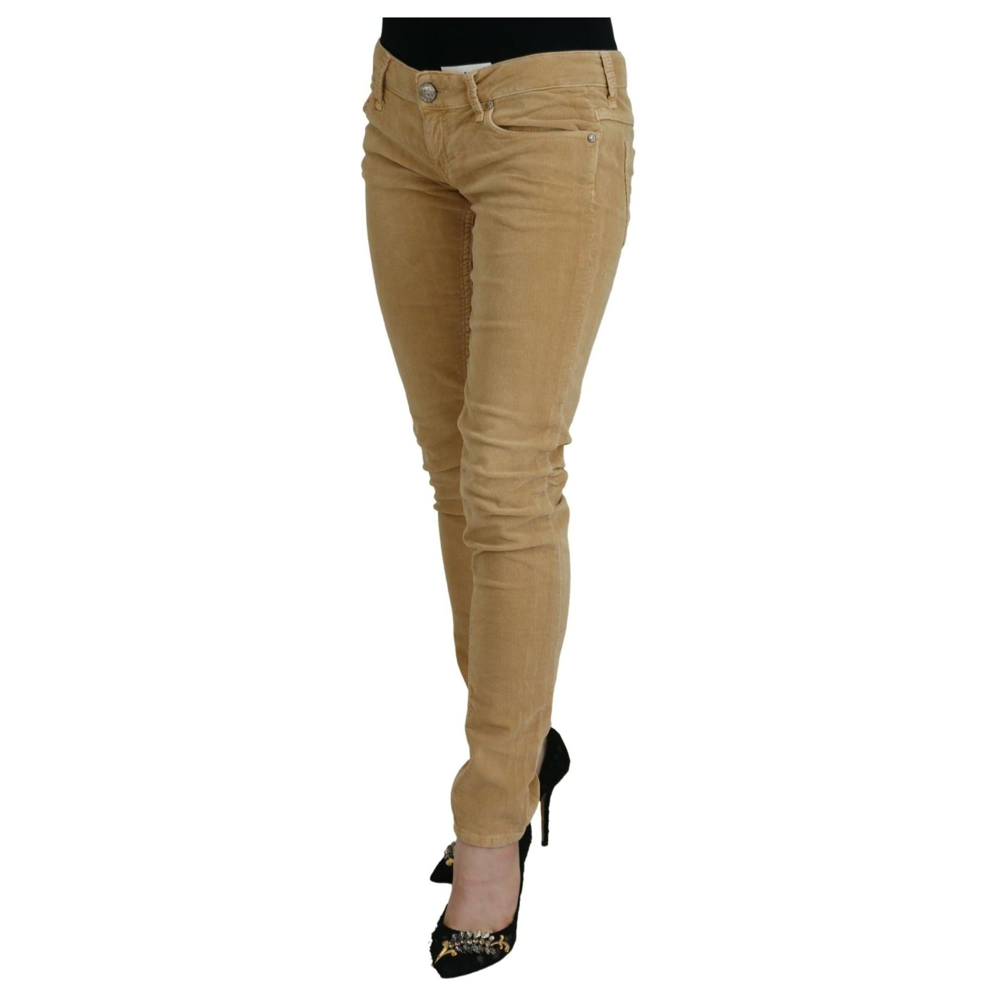 Authentic ACHT Skinny Jeans with Low Waist Corduroy Design W26 US Women