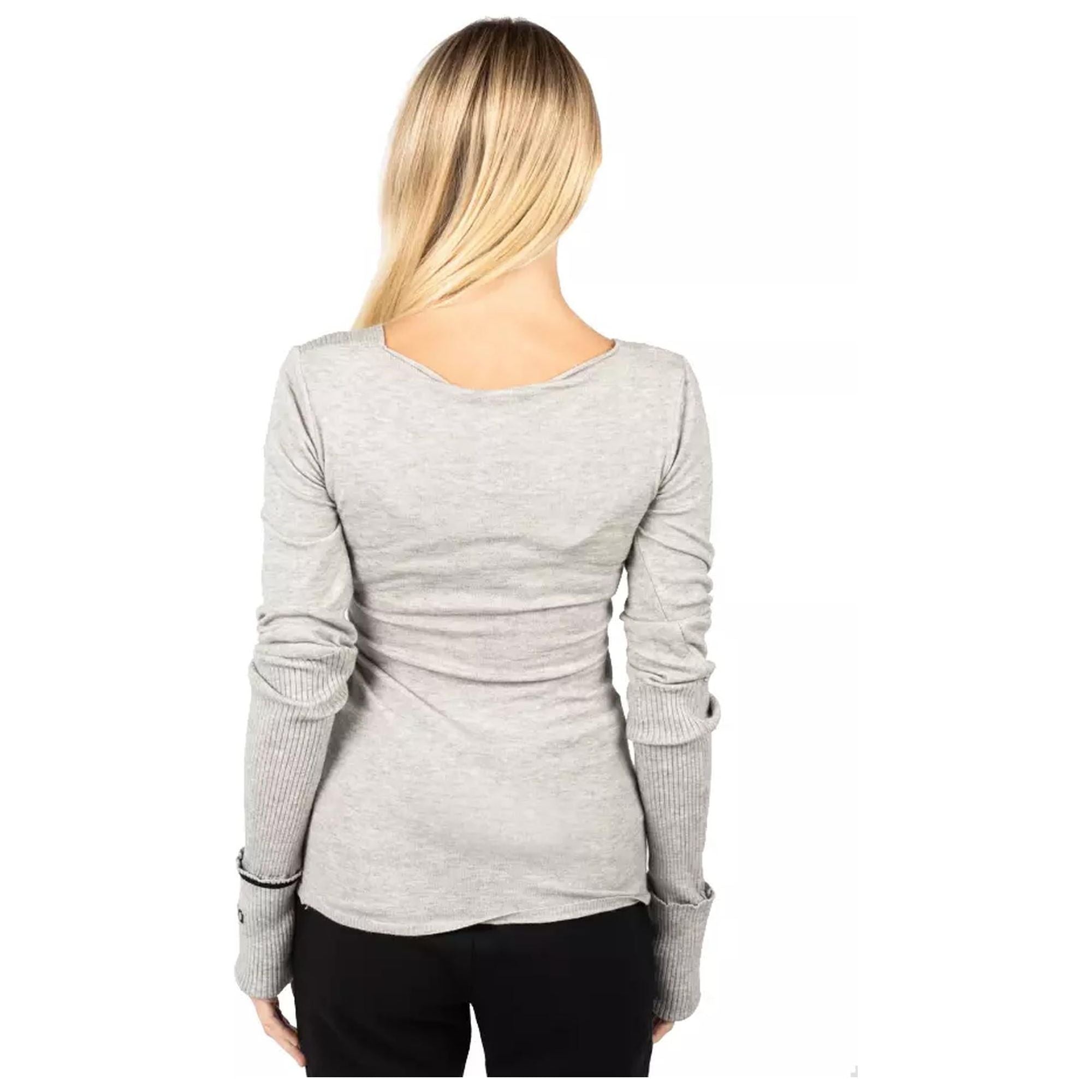 Viscose Blend V-Neck Sweater with Crossed Chest Details XS Women