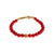 Authentic NIALAYA Gold Plated Silver Bracelet with Red Coral Beads and CZ Diamond Cross