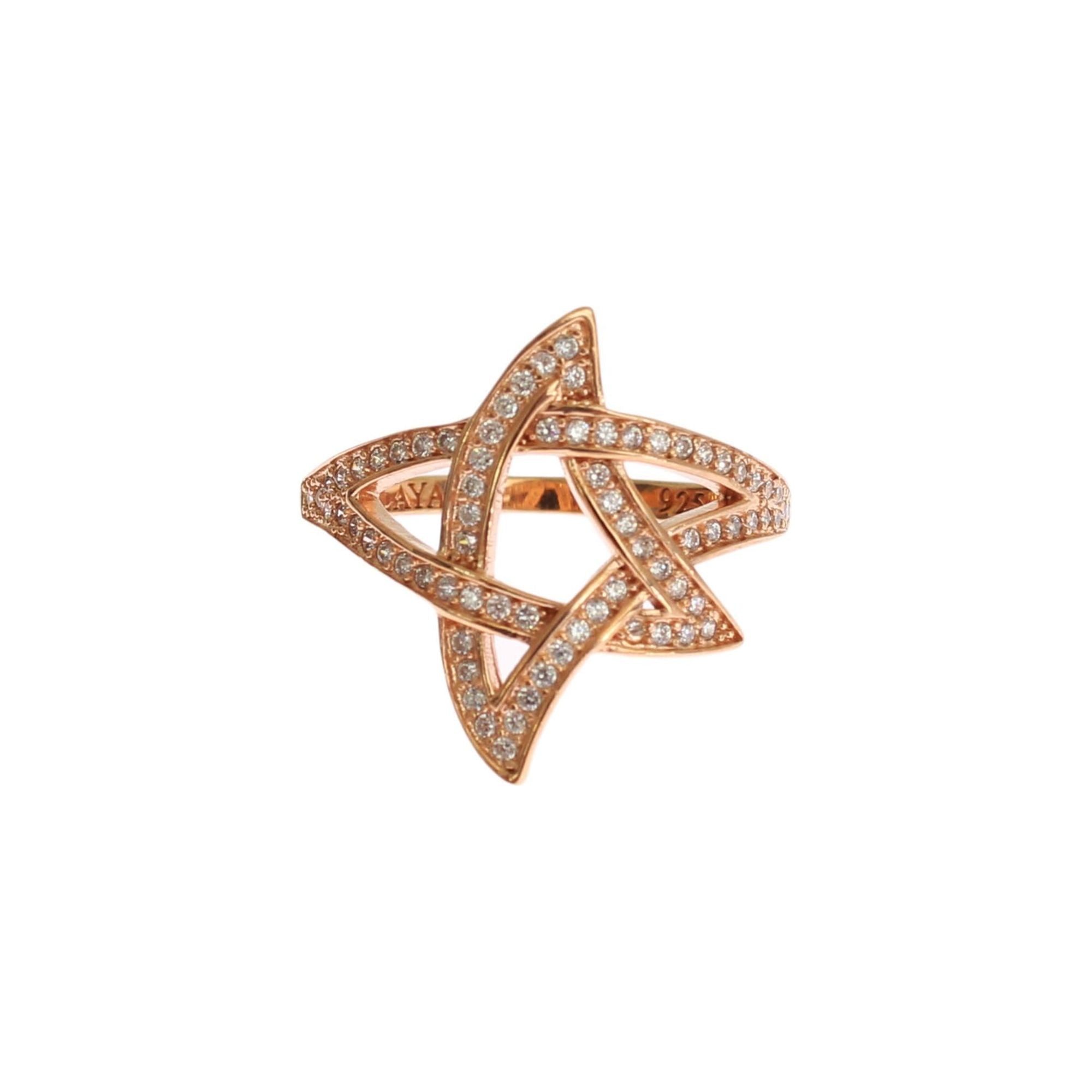 Authentic NIALAYA Pink Gold Plated Ring with Clear CZ