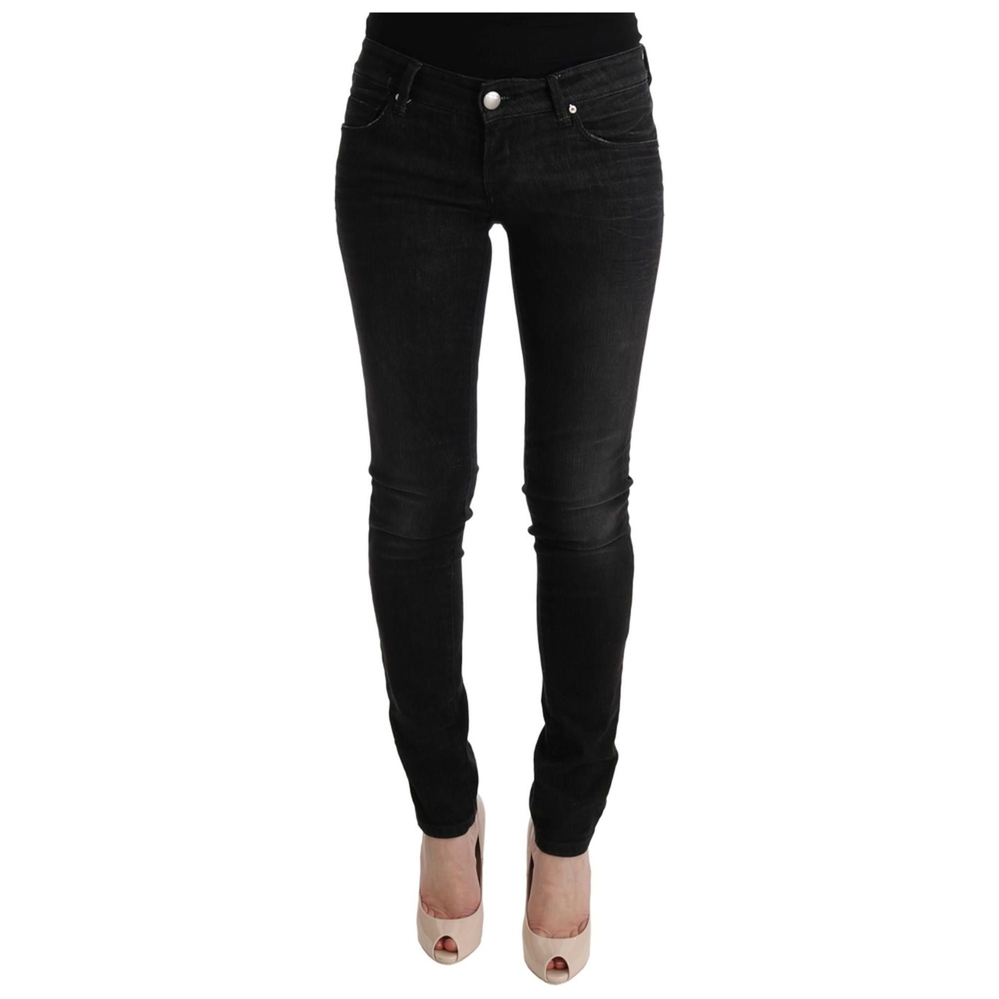 Authentic ACHT Slim Fit Black Jeans with Logo Details W26 US Women