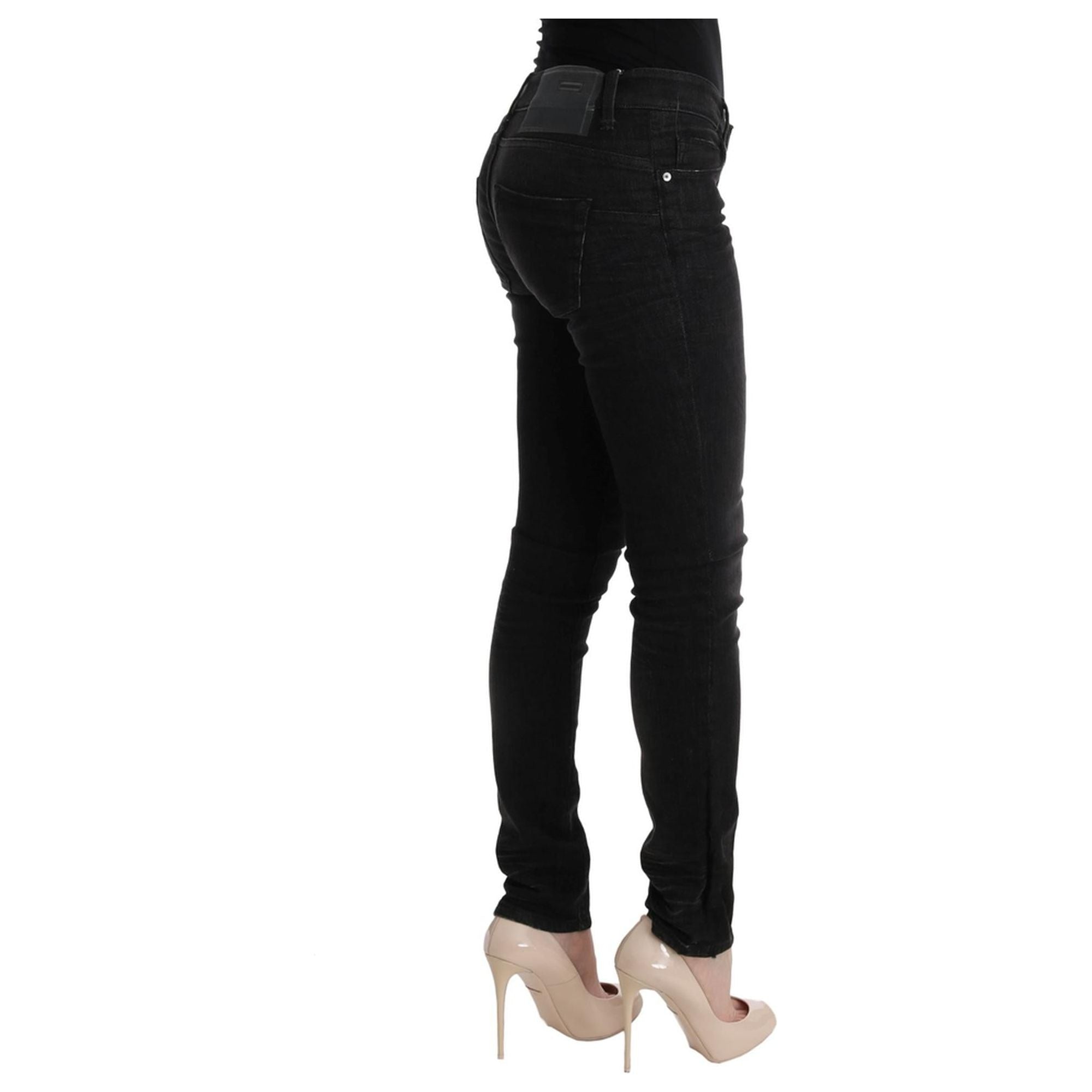 Authentic ACHT Slim Fit Black Jeans with Logo Details W26 US Women