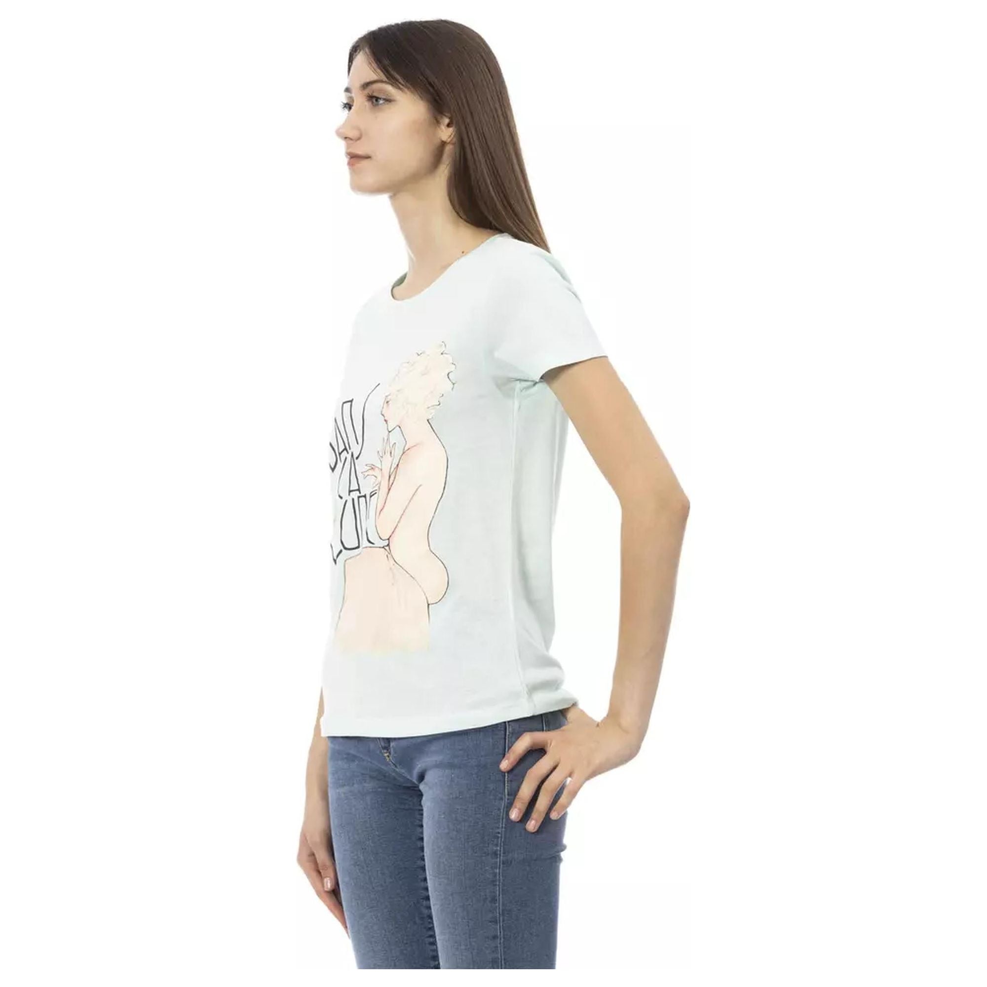 Short Sleeve Round Neck T-shirt with Front Print M Women