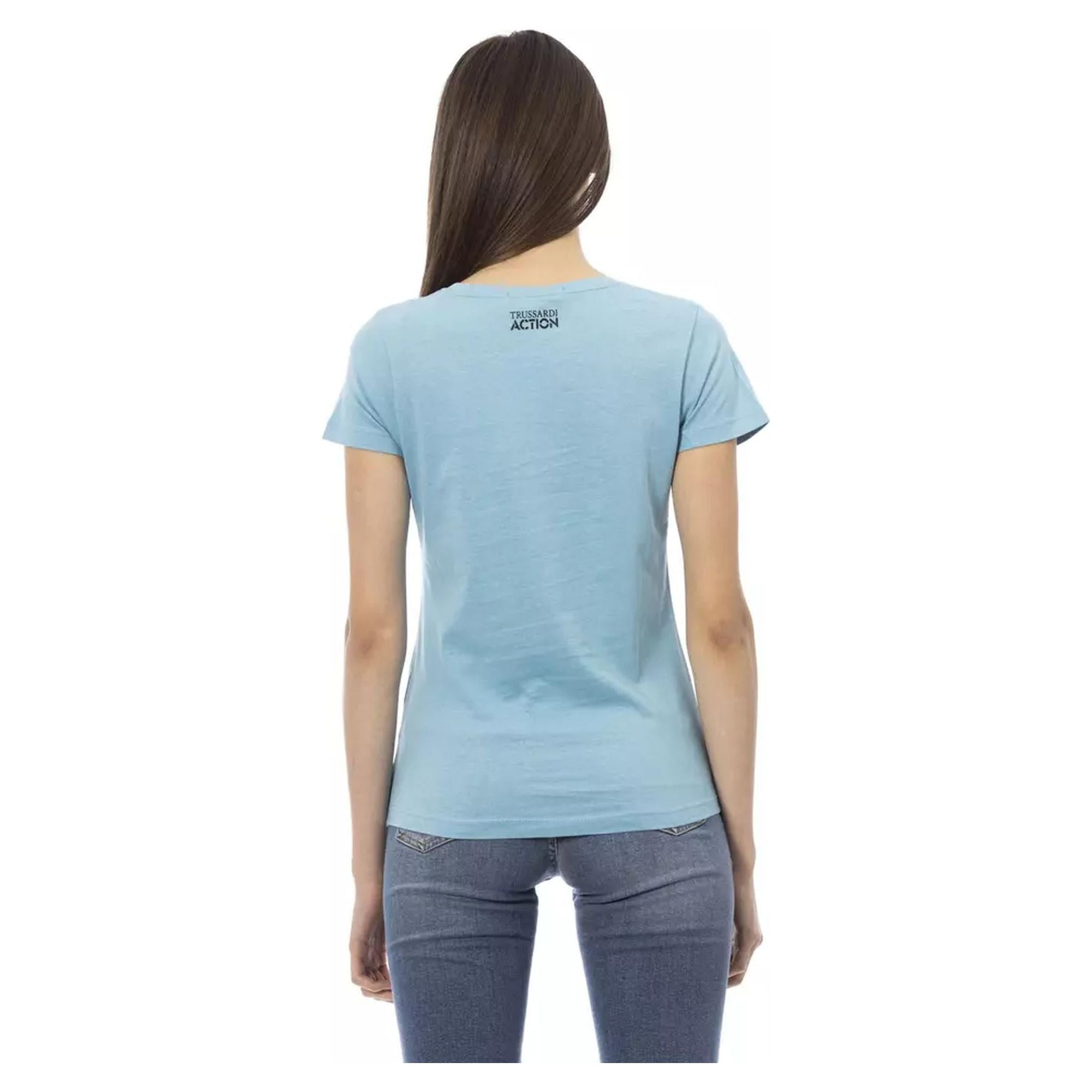 Short Sleeve Round Neck T-shirt with Front Print S Women