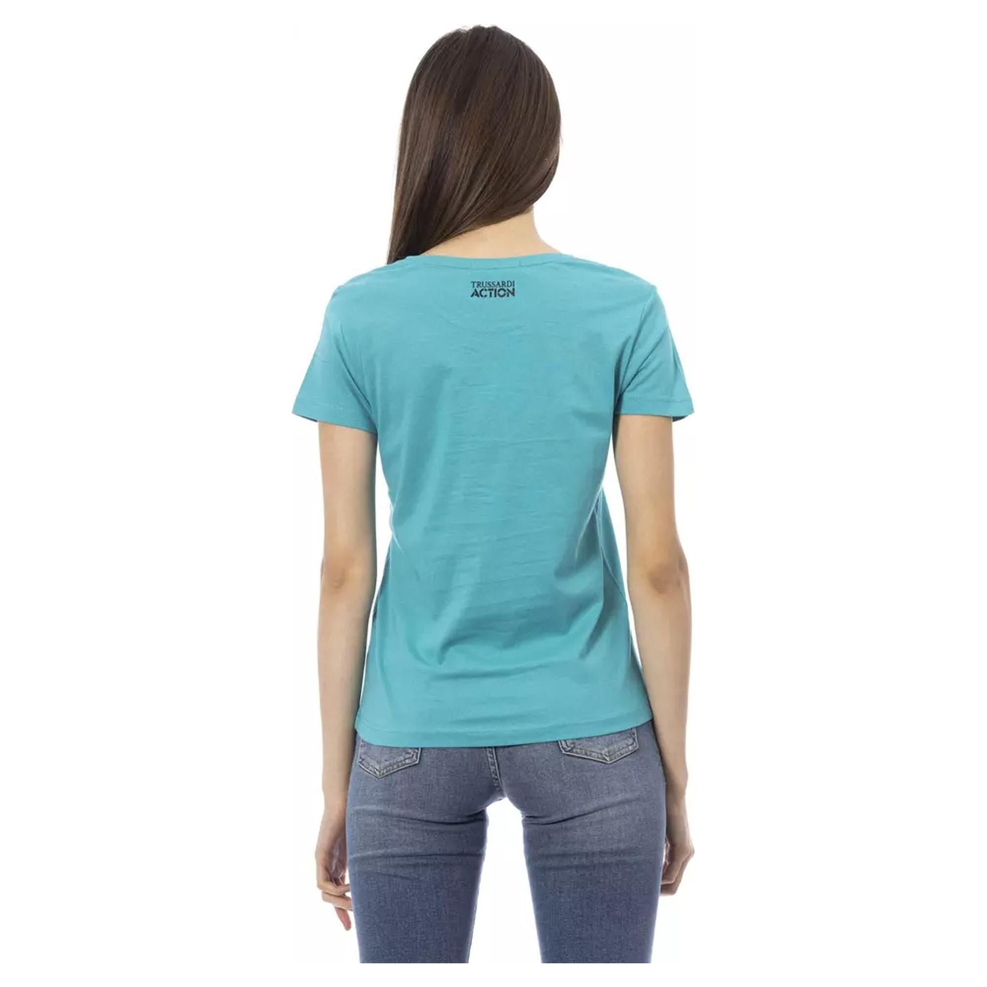 Short Sleeve Round Neck T-shirt with Front Print M Women