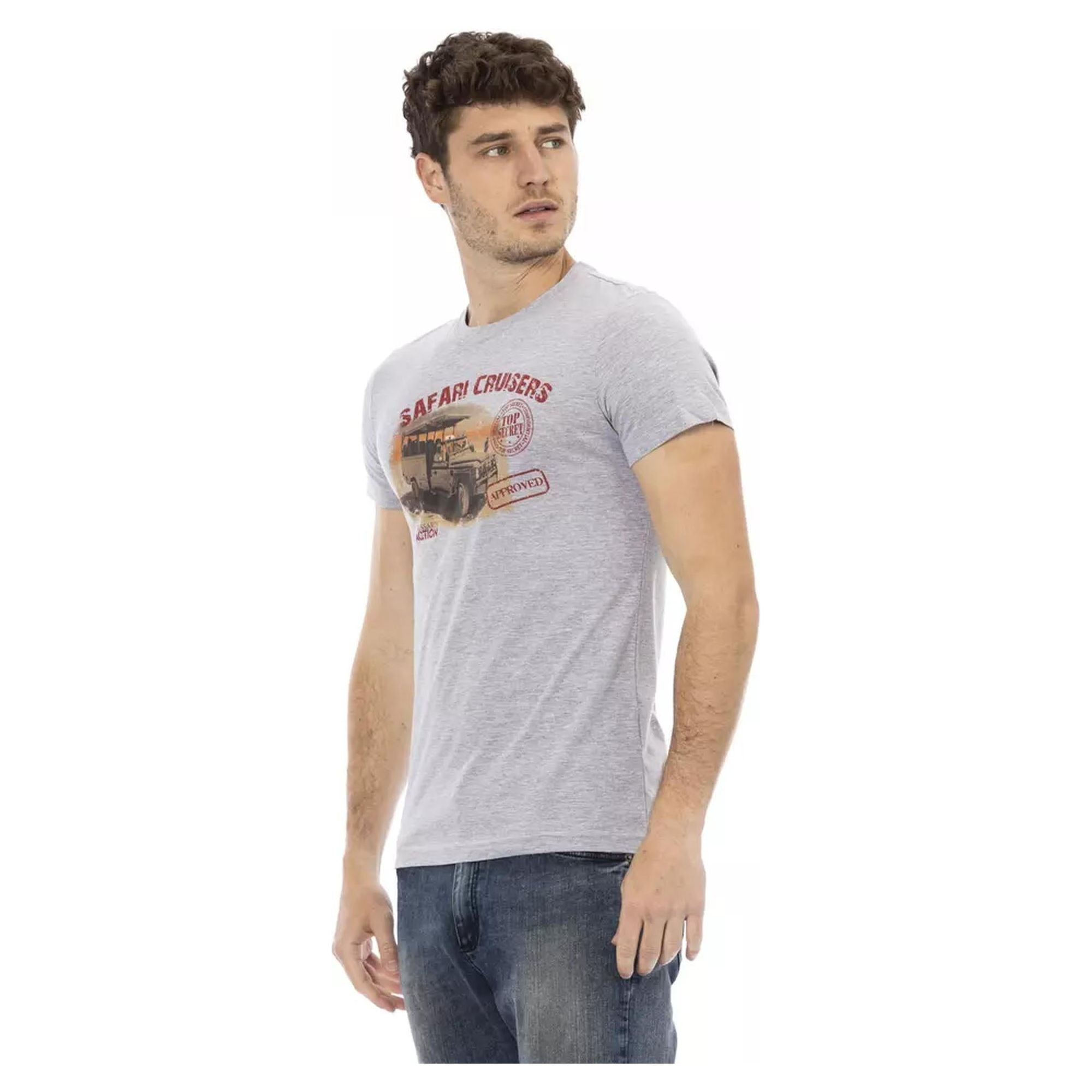 Short Sleeve Round Neck T-shirt with Front Print L Men