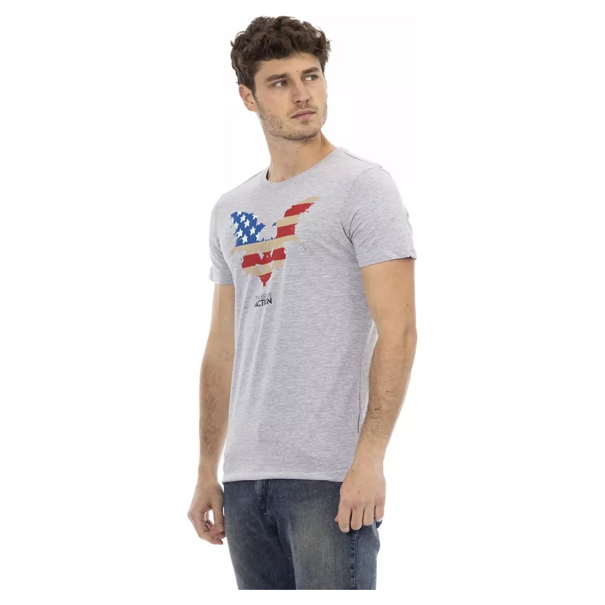 Short Sleeve Round Neck T-shirt with Front Print M Men