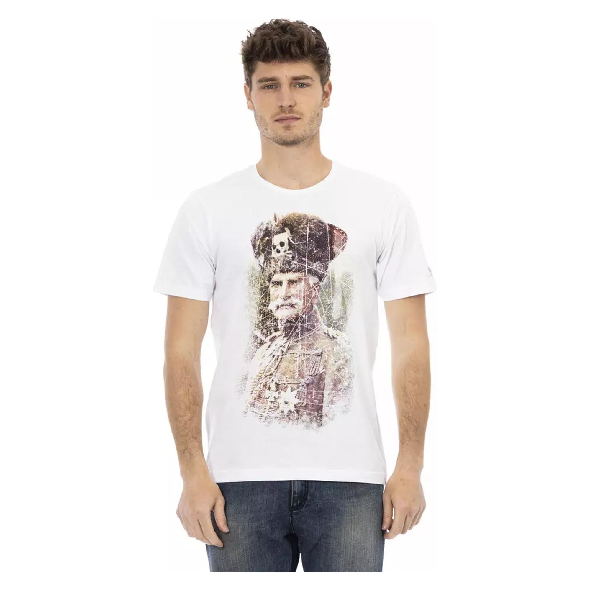 Short Sleeve Round Neck T-shirt with Front Print L Men