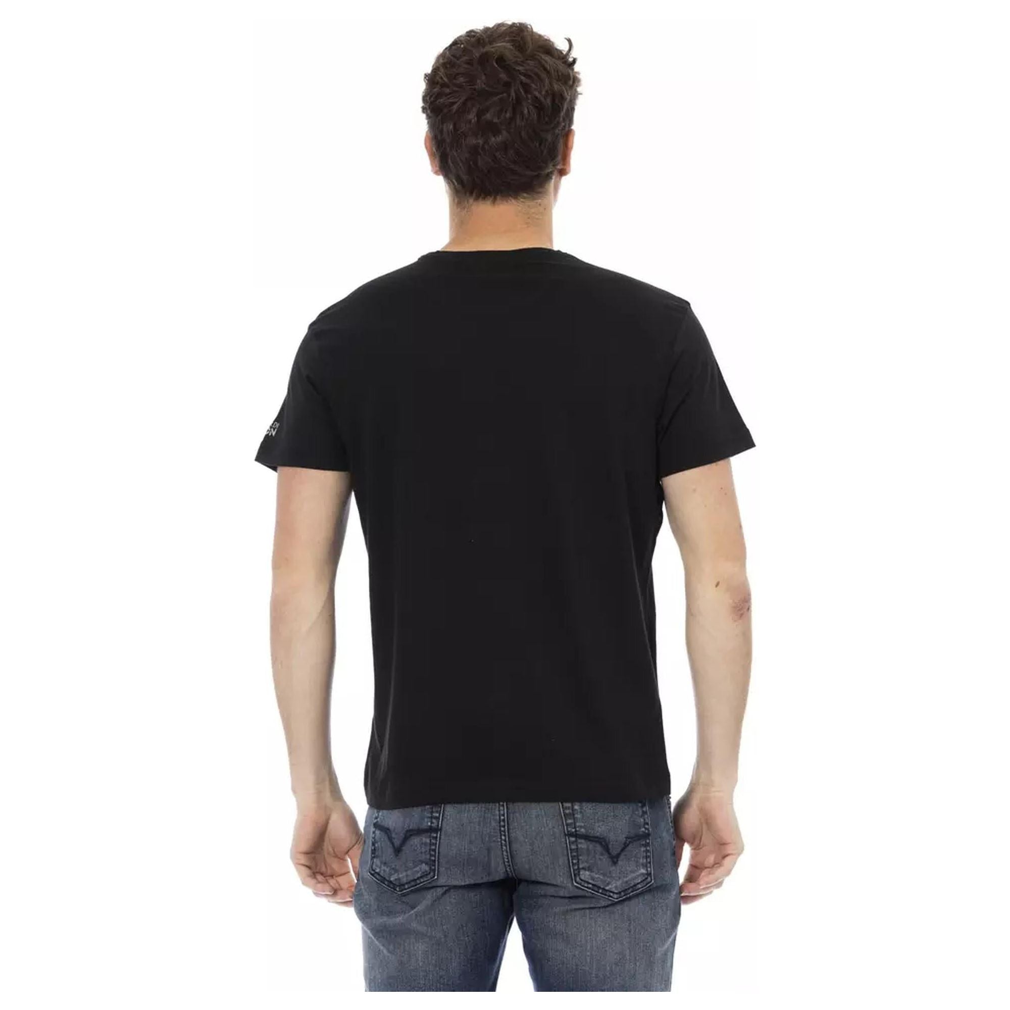 Short Sleeve Round Neck T-shirt with Front Print L Men