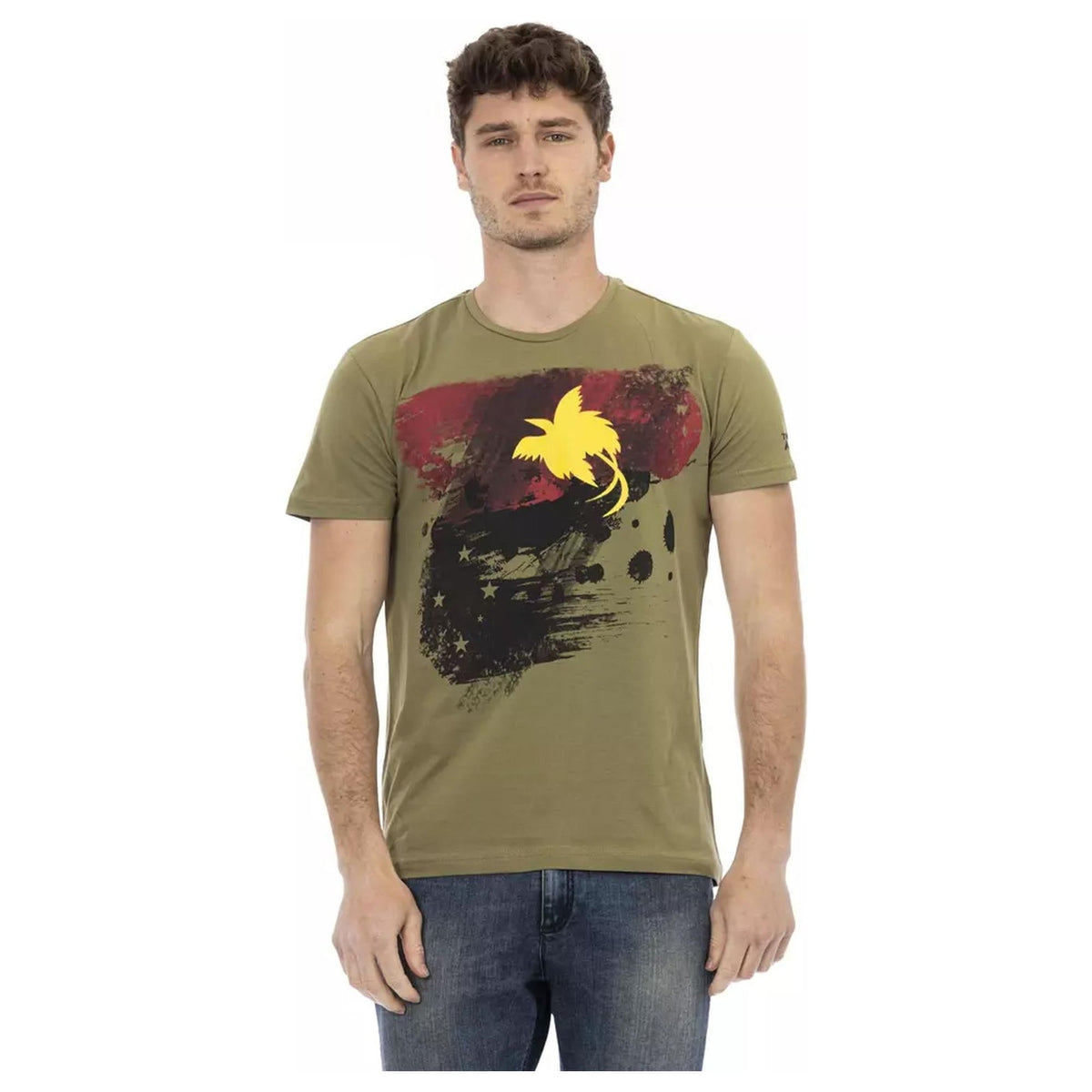 Short Sleeve T-shirt with Front Print 3XL Men