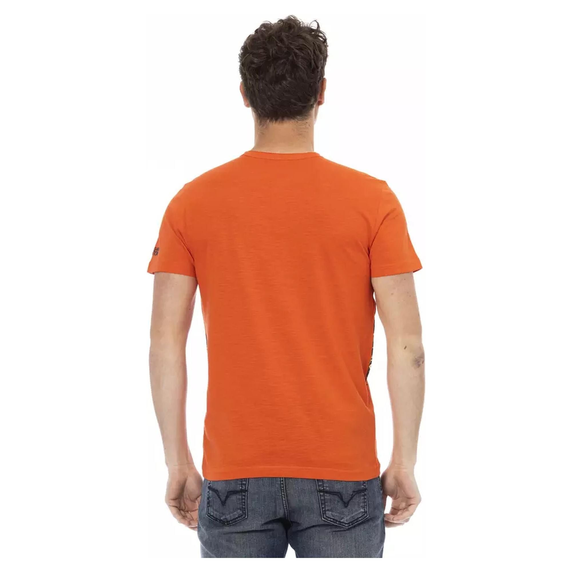 Short Sleeve Round Neck T-shirt with Front Print L Men