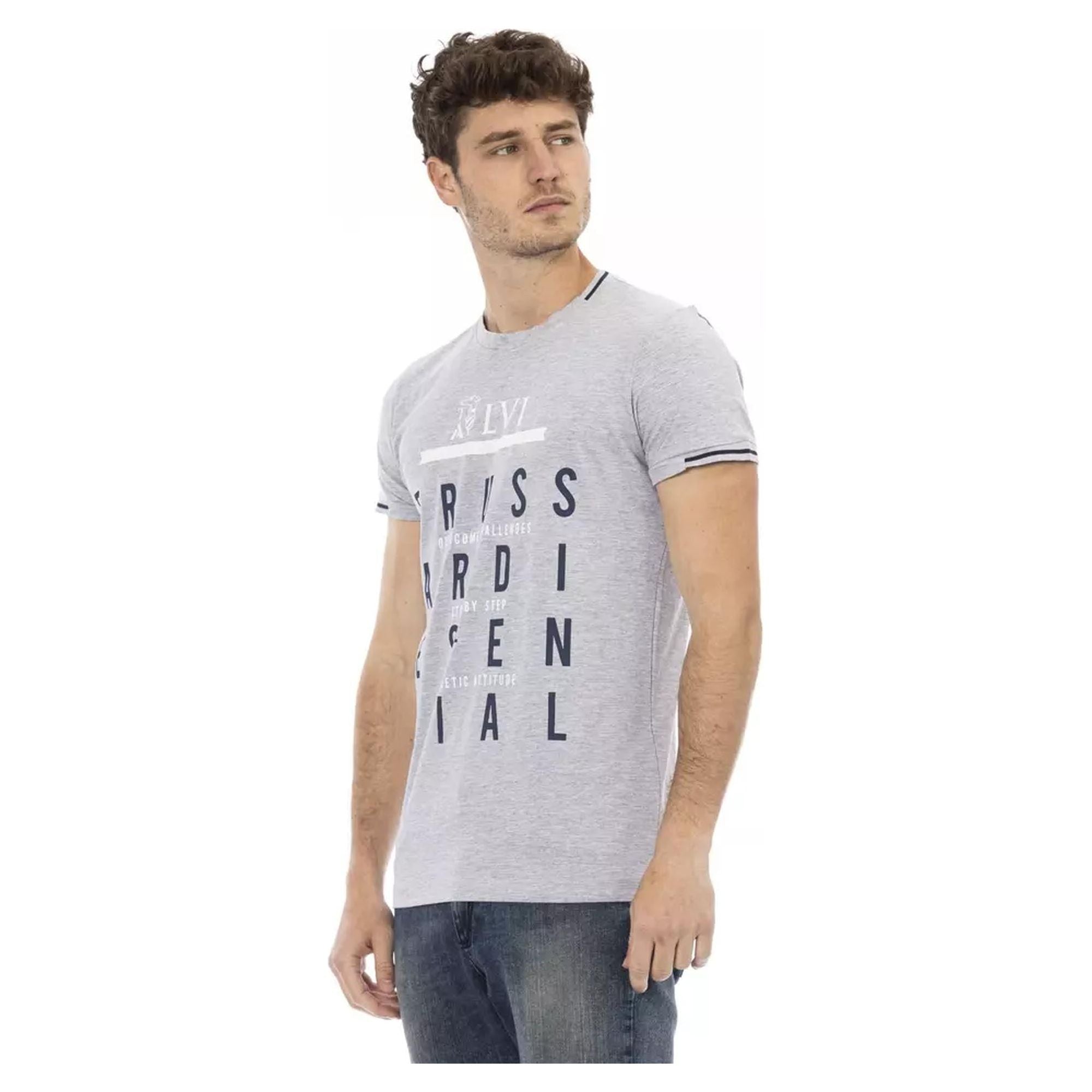 Short Sleeve Round Neck T-shirt with Front Print 2XL Men