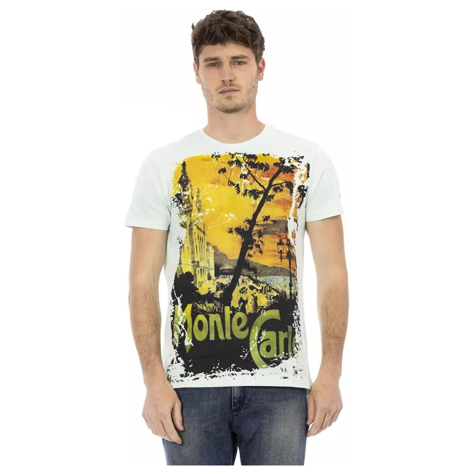 Short Sleeve T-shirt with Front Print 3XL Men