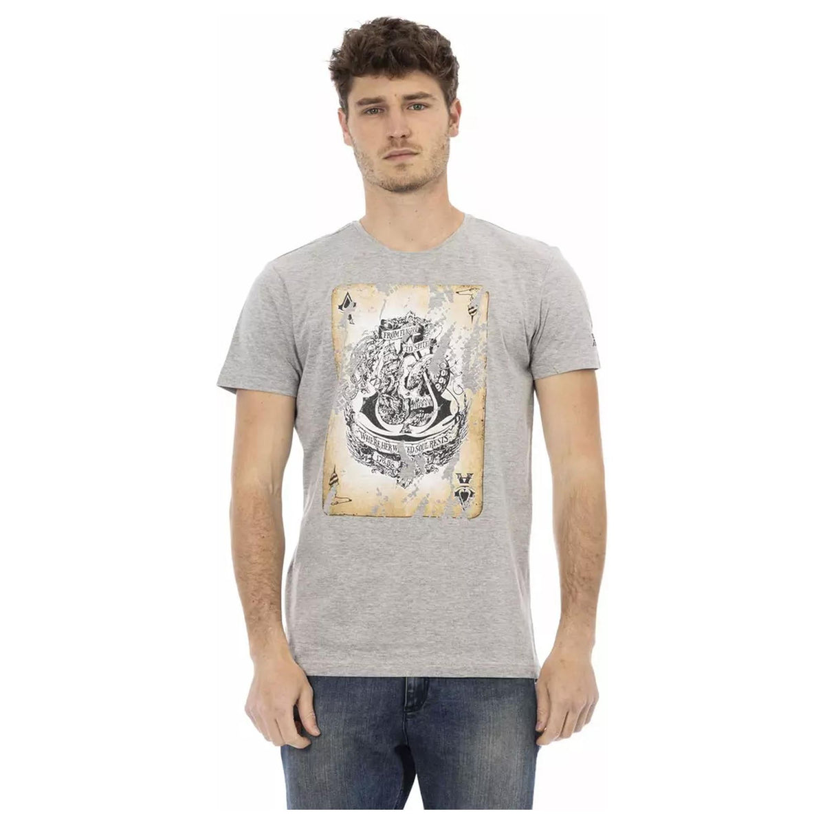 Short Sleeve T-shirt with Front Print 3XL Men