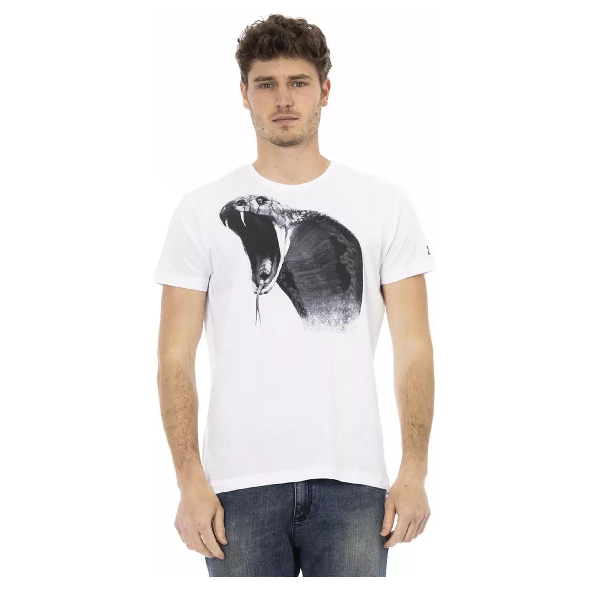 Short Sleeve Round Neck T-Shirt with Front Print M Men