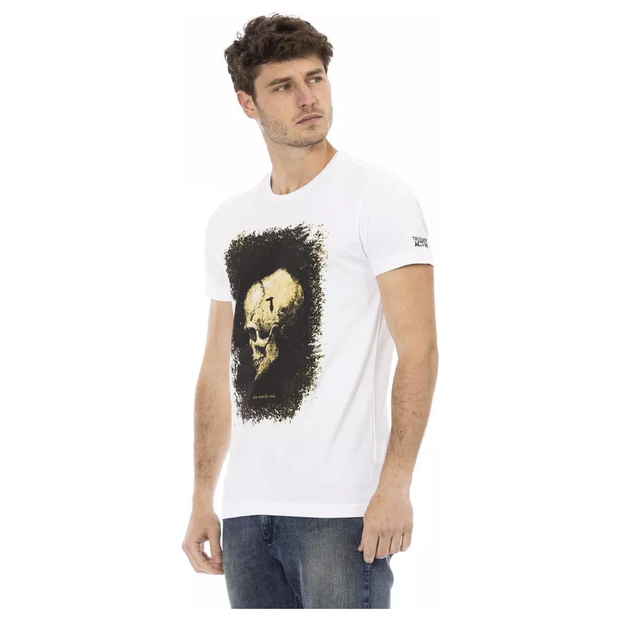 Short Sleeve Round Neck T-shirt with Front Print M Men