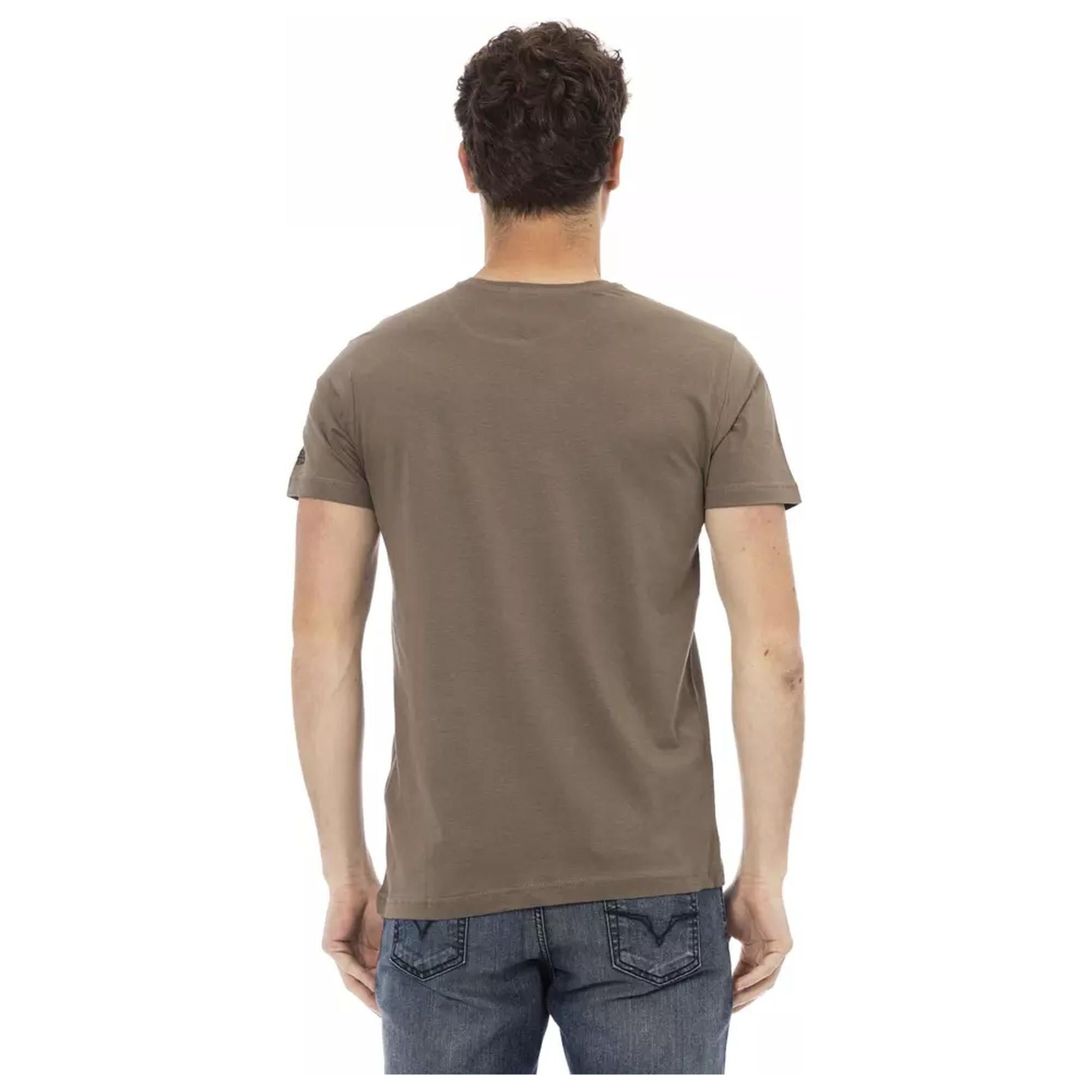 Short Sleeve Round Neck T-shirt with Front Print 3XL Men