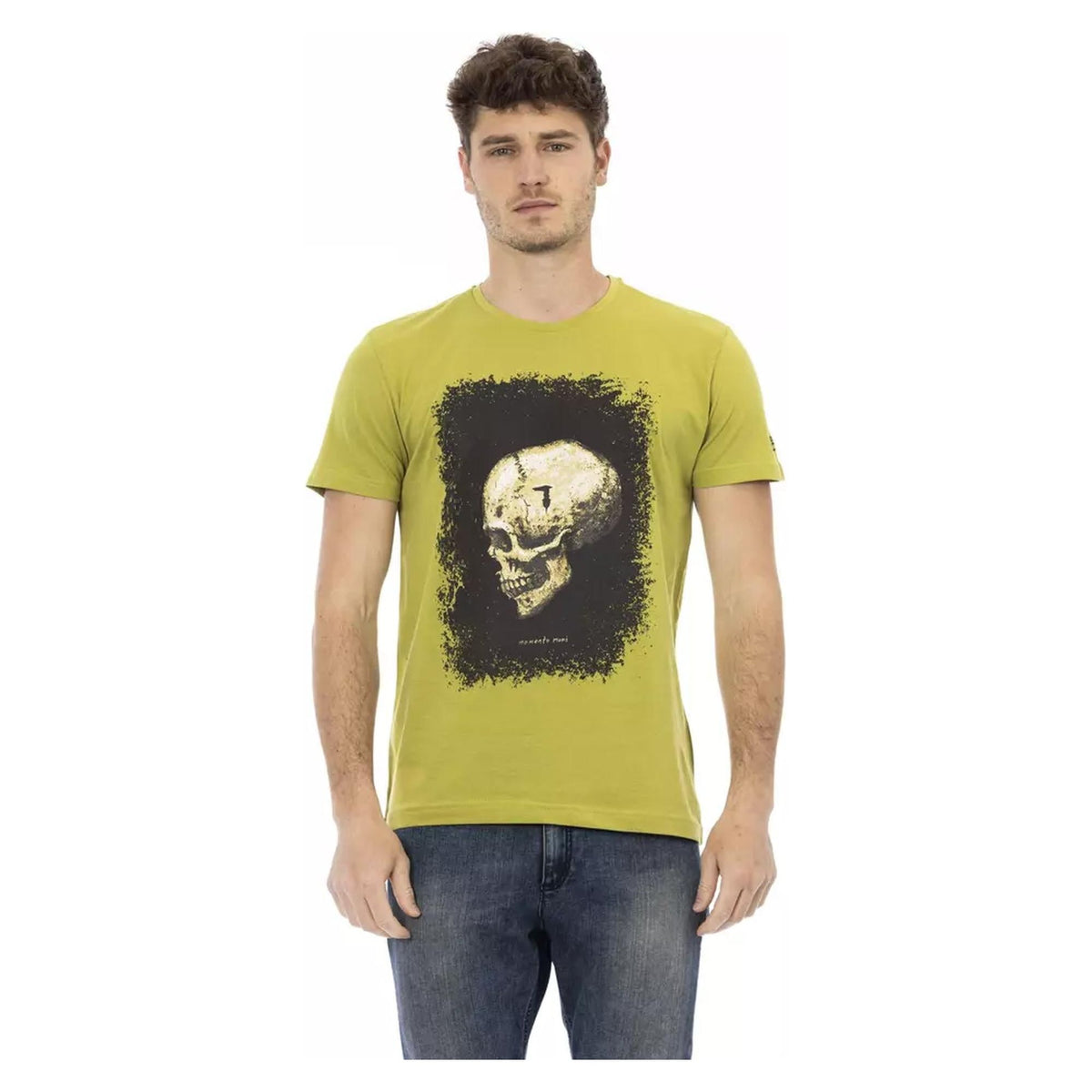 Short Sleeve Round Neck T-shirt with Front Print L Men