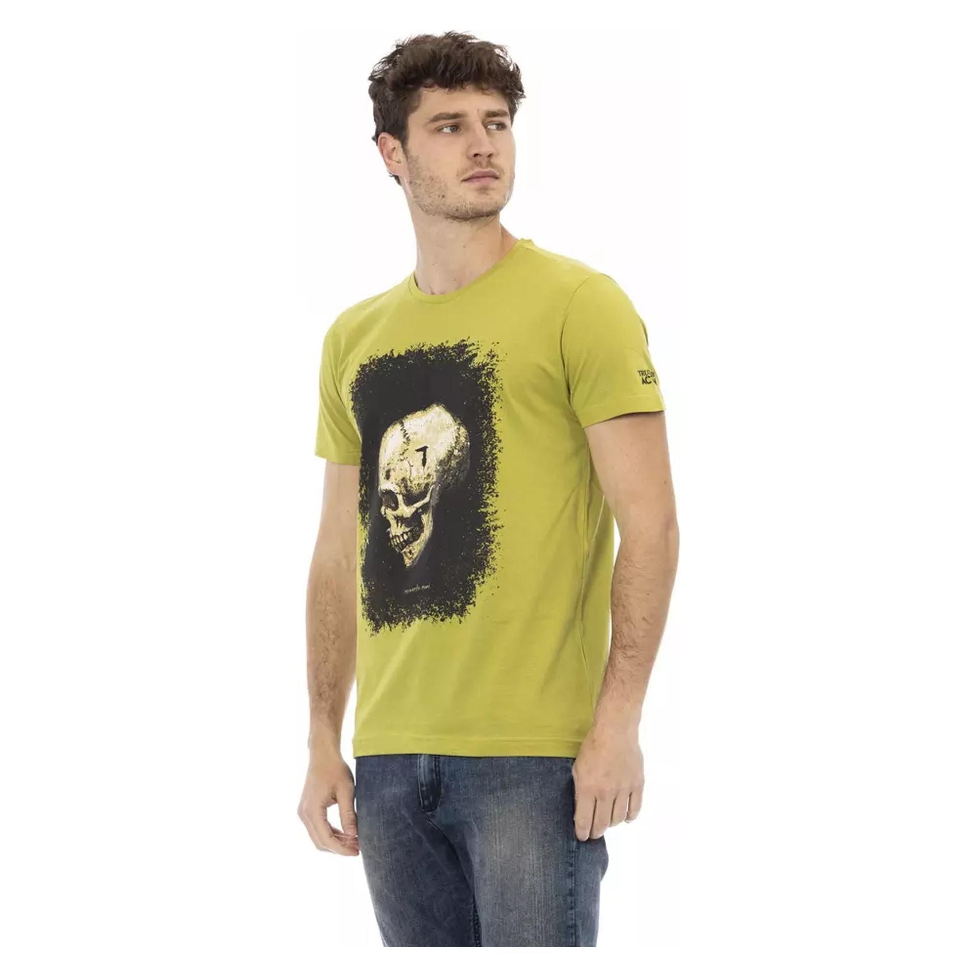 Short Sleeve Round Neck T-shirt with Front Print L Men