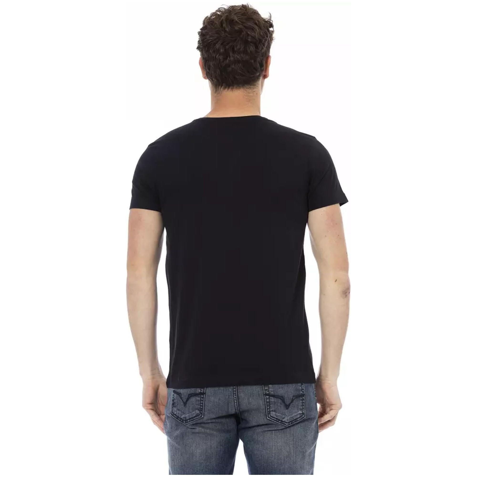 Short Sleeve Round Neck T-Shirt with Front Print L Men