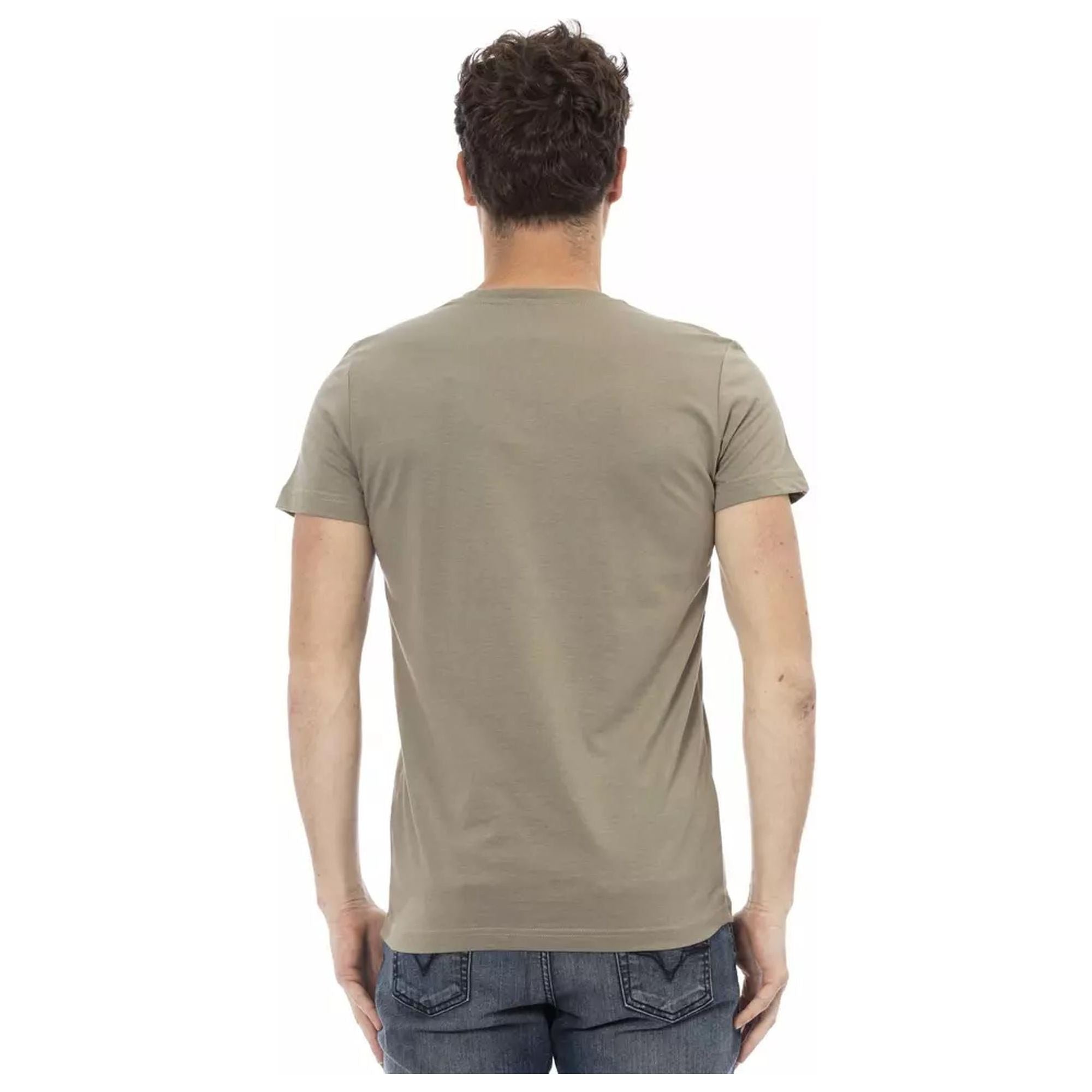 Short Sleeve V-Neck T-Shirt with Front Print XL Men