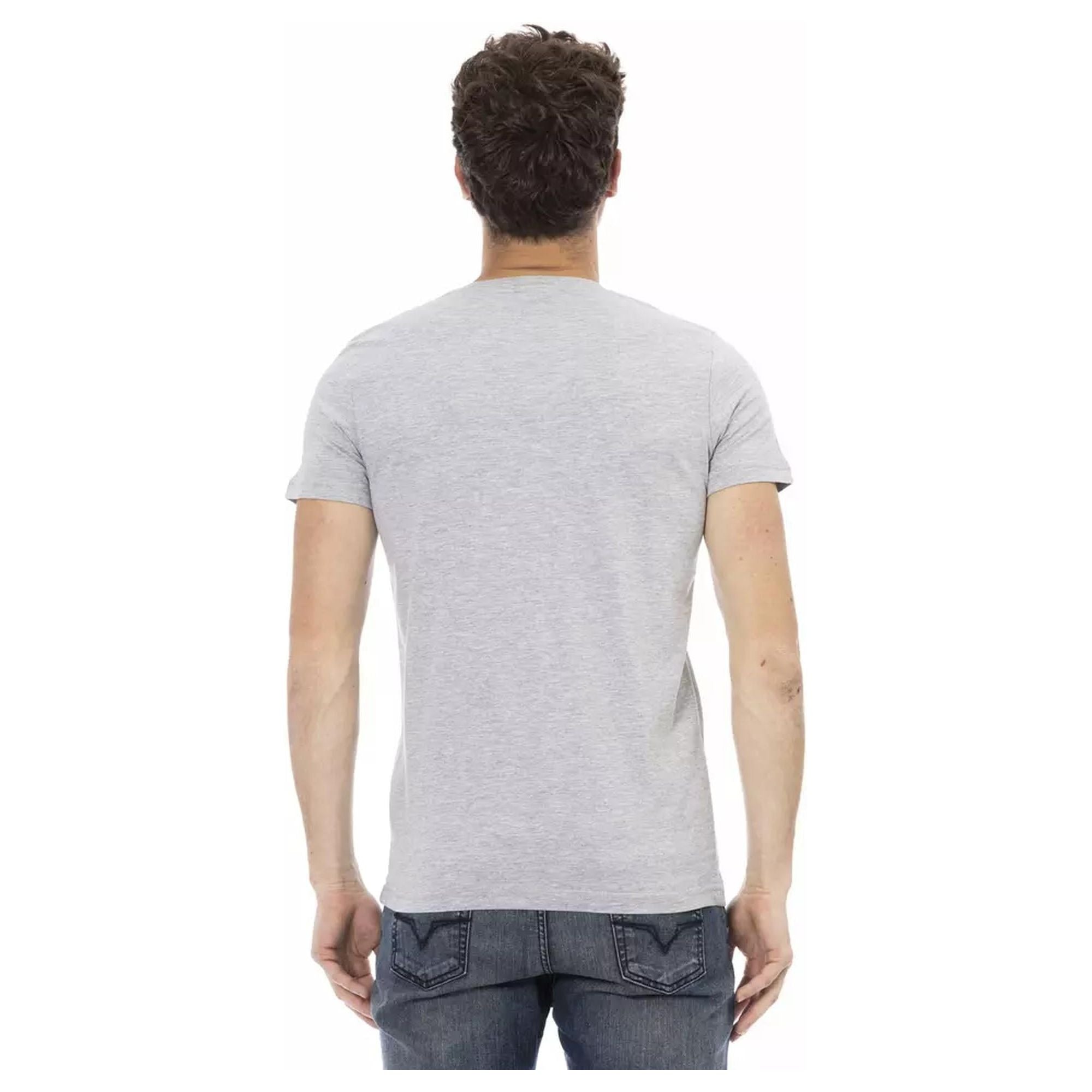 Short Sleeve V-Neck T-Shirt with Front Print M Men