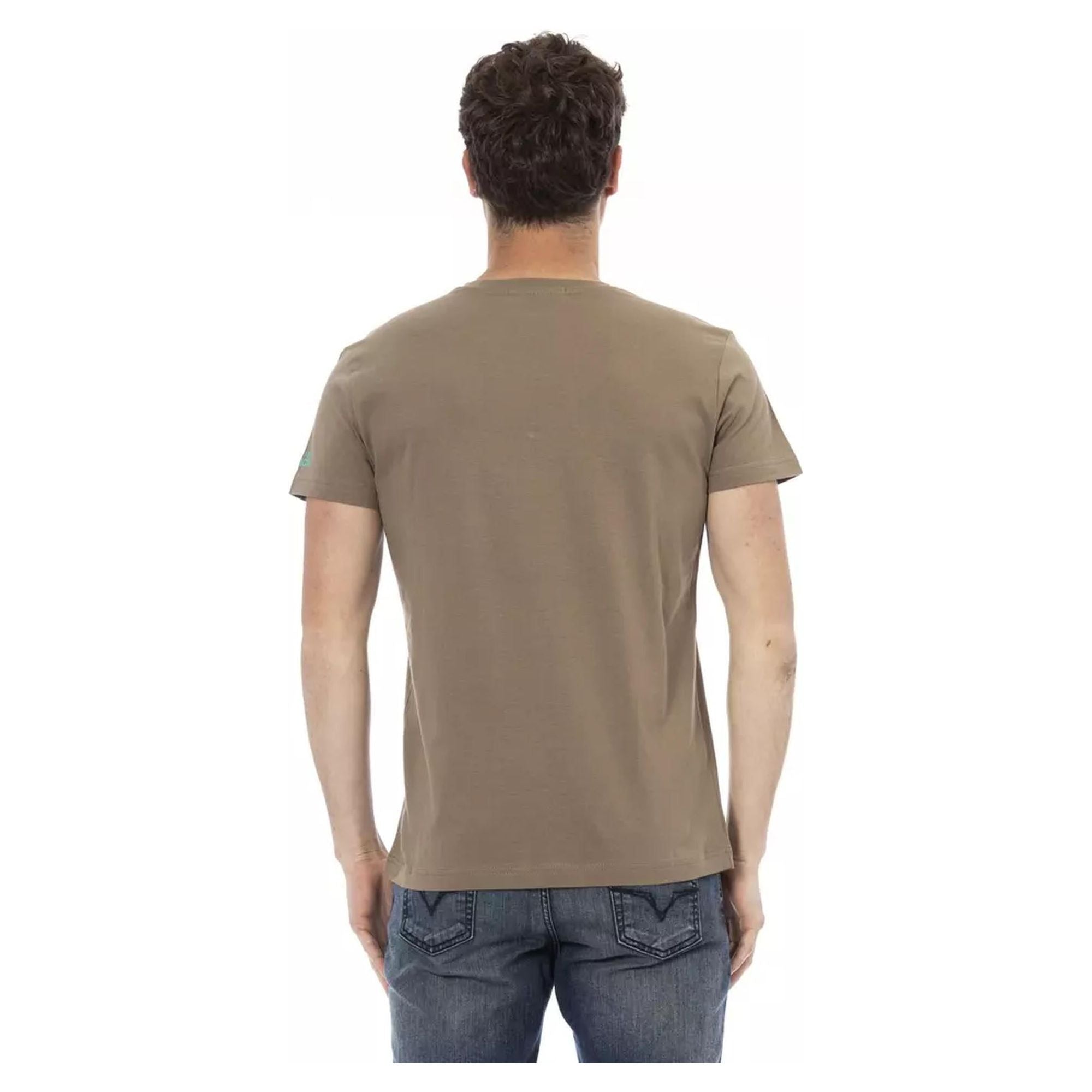 Short Sleeve V-Neck T-Shirt with Front Print S Men