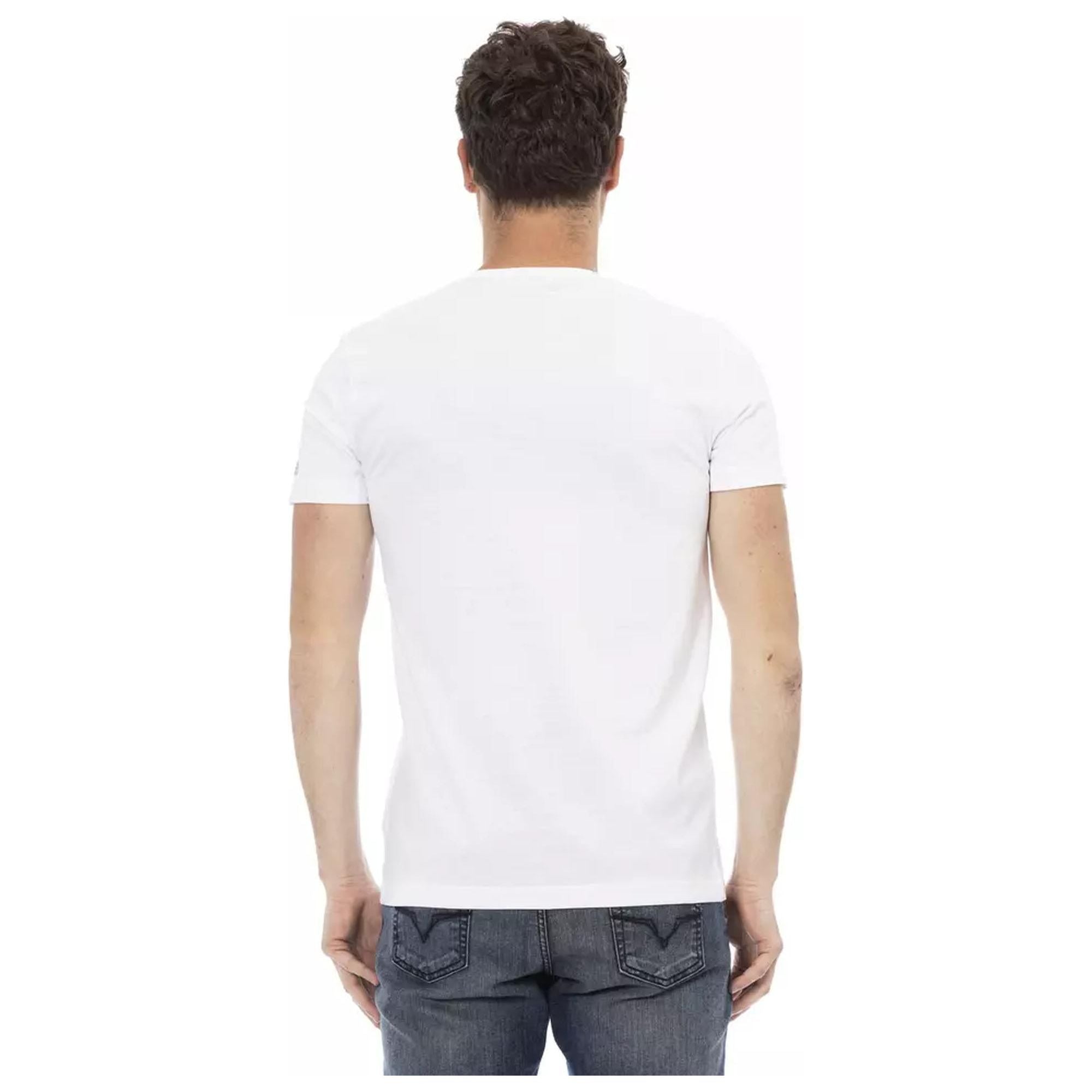 Short Sleeve V-Neck T-shirt with Front Print M Men