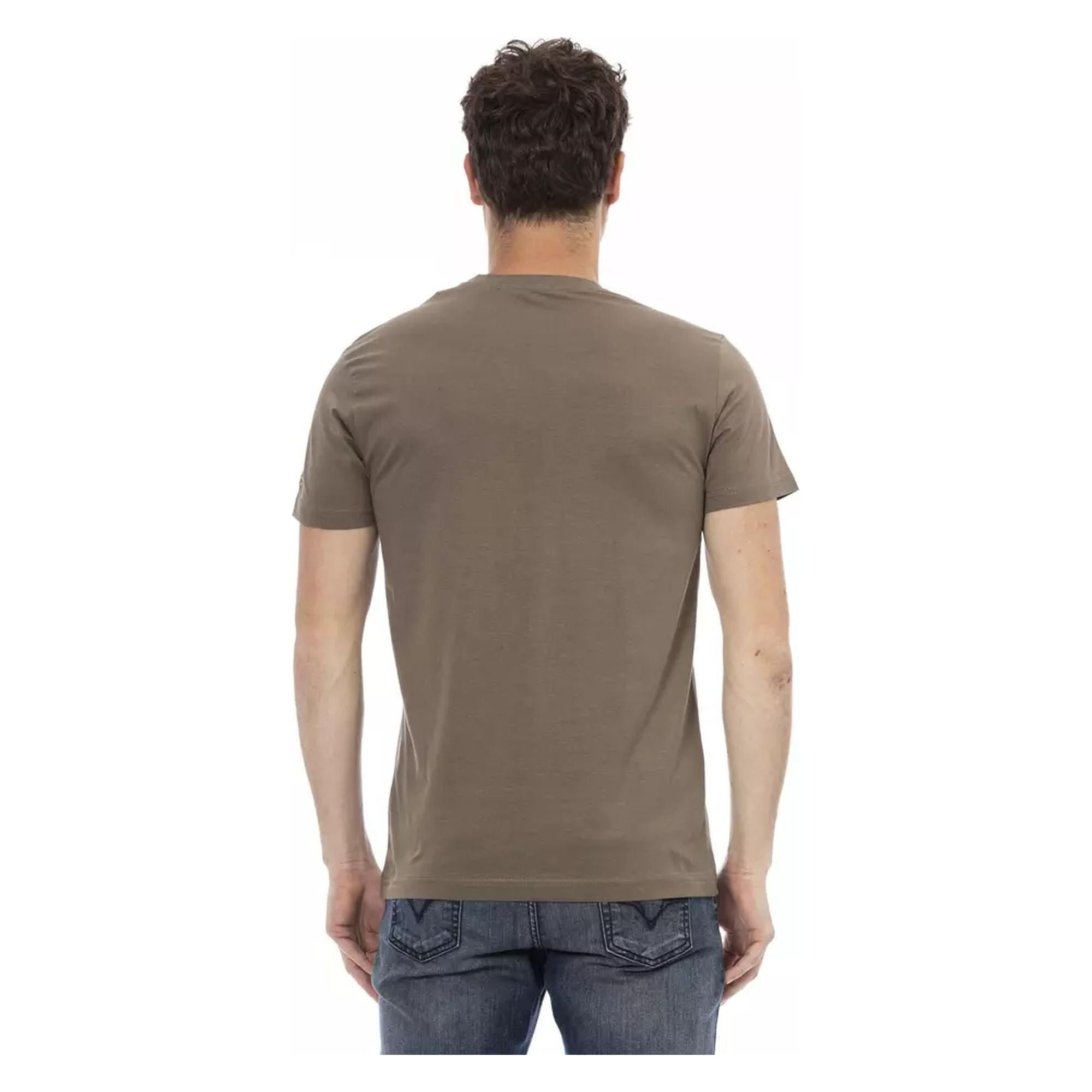 Short Sleeve V-Neck T-shirt with Front Print S Men