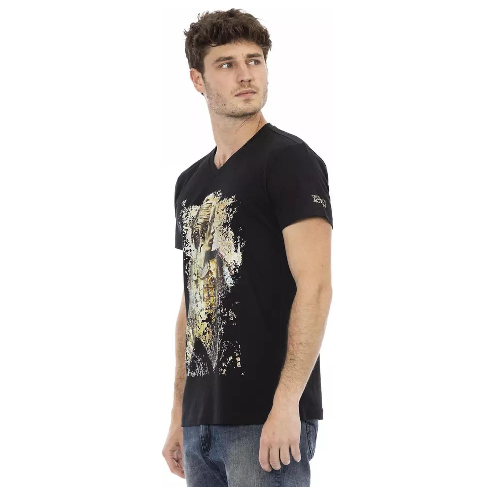 Short Sleeve V-Neck T-shirt with Front Print S Men