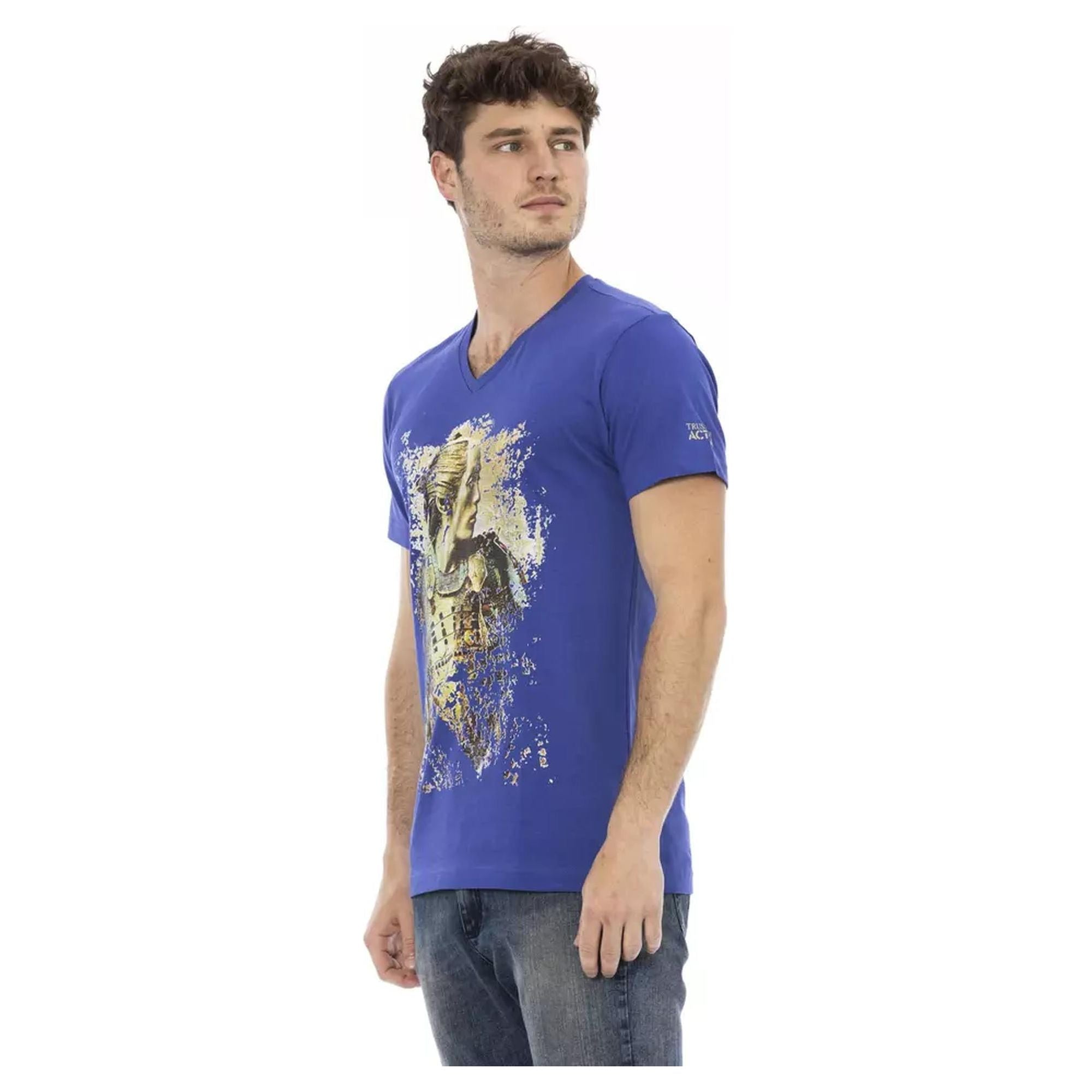 Short Sleeve V-Neck T-shirt with Front Print S Men