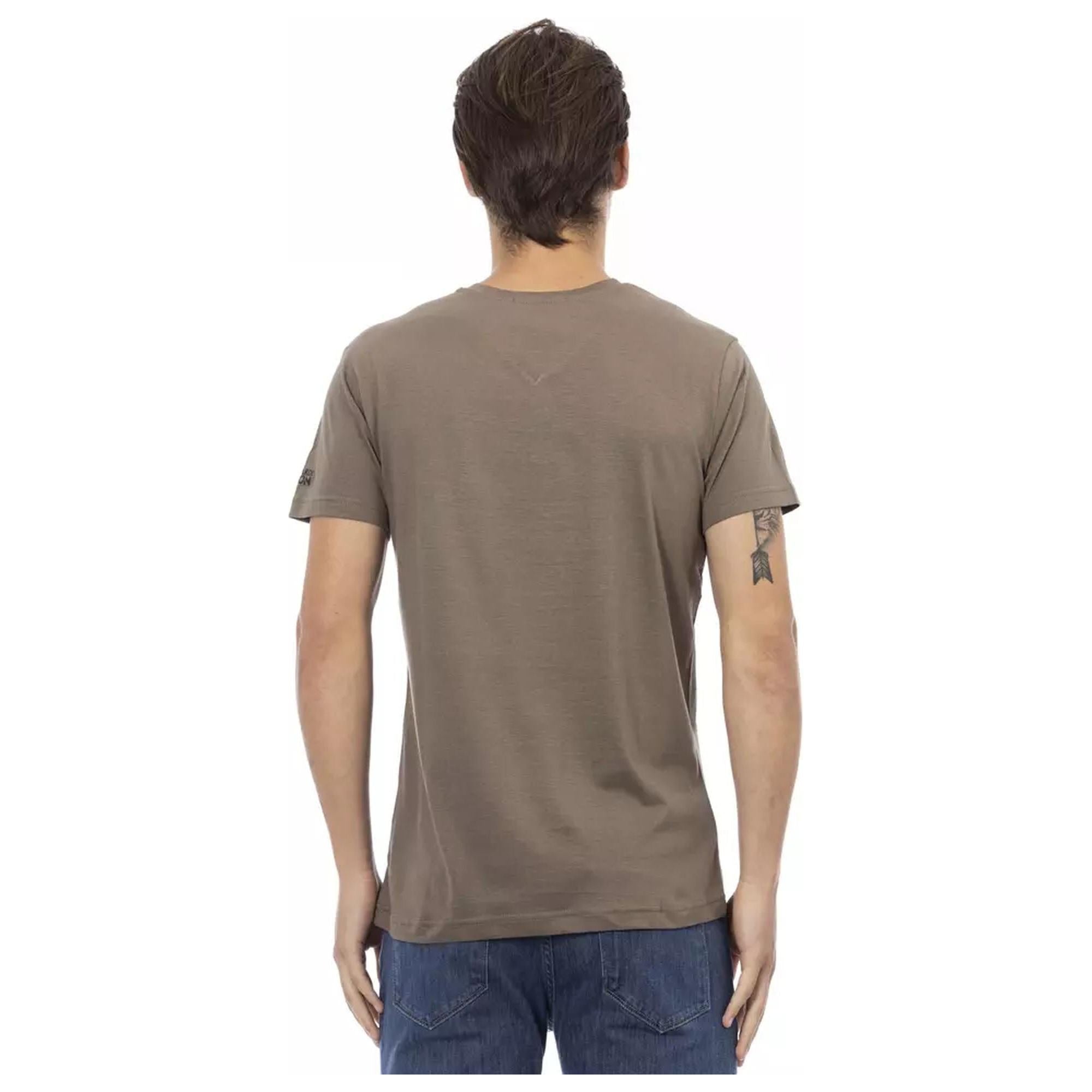 Short Sleeve V-Neck T-Shirt with Front Print S Men