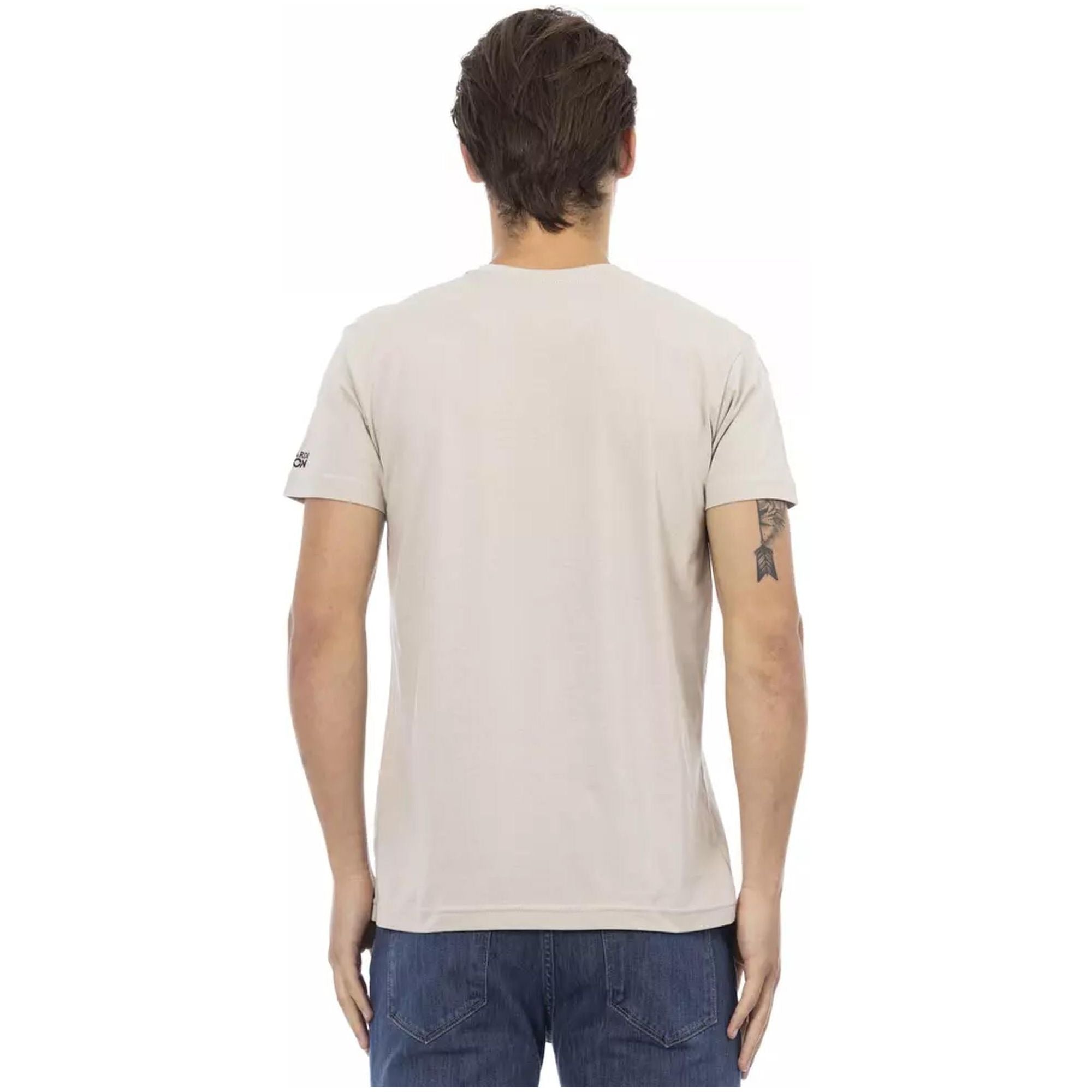 Short Sleeve V-Neck T-Shirt with Front Print S Men