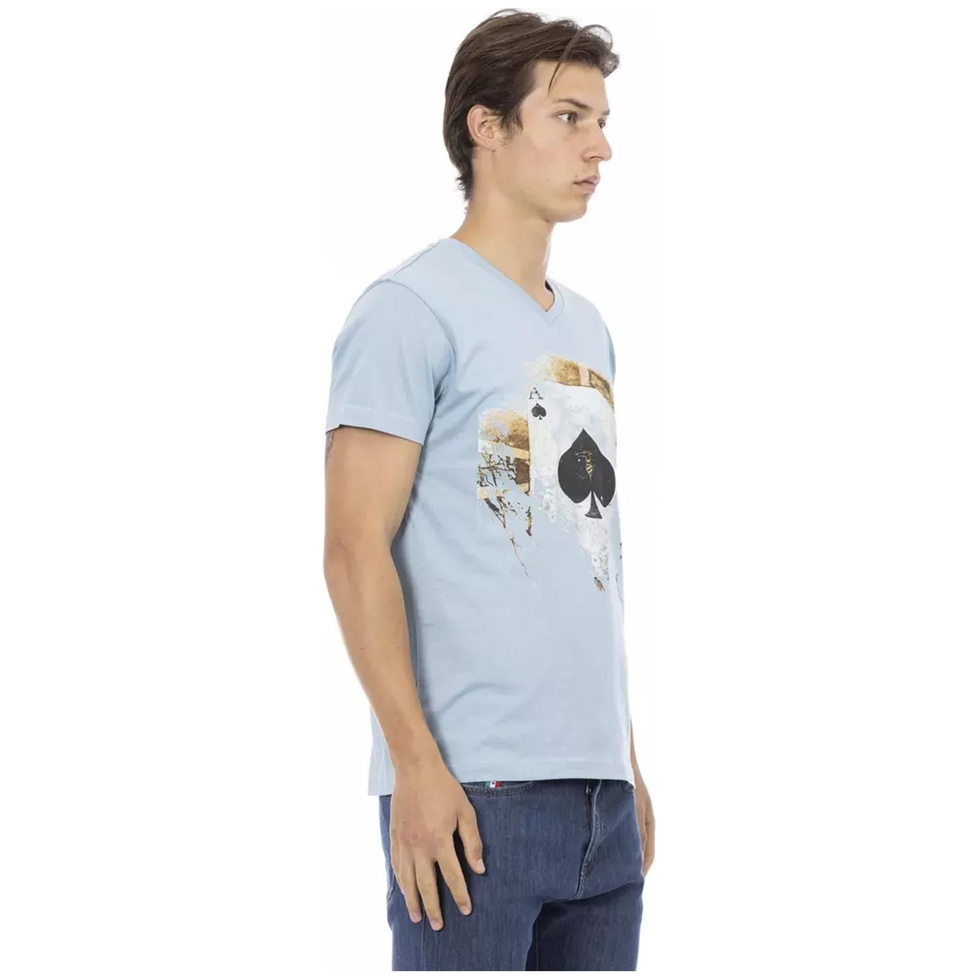 Short Sleeve V-Neck T-shirt with Front Print XL Men