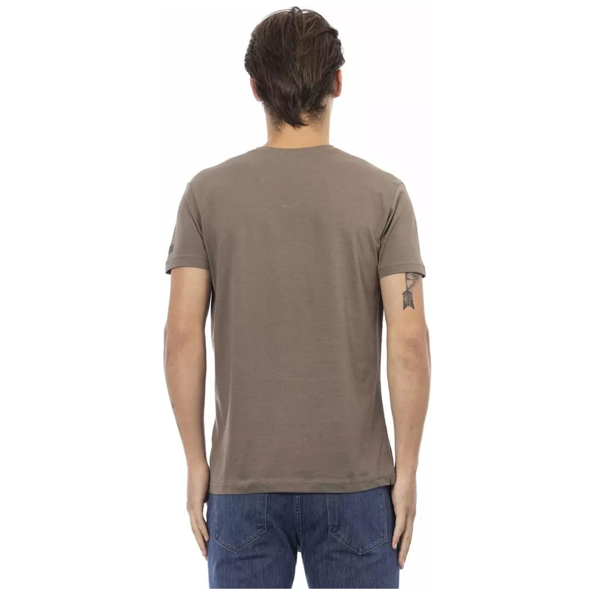 Short Sleeve V-neck T-shirt with Front Print S Men