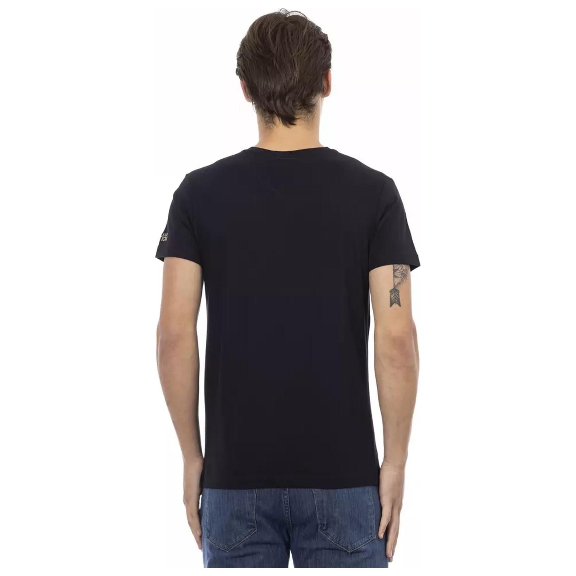 Short Sleeve V-Neck T-Shirt with Front Print XL Men