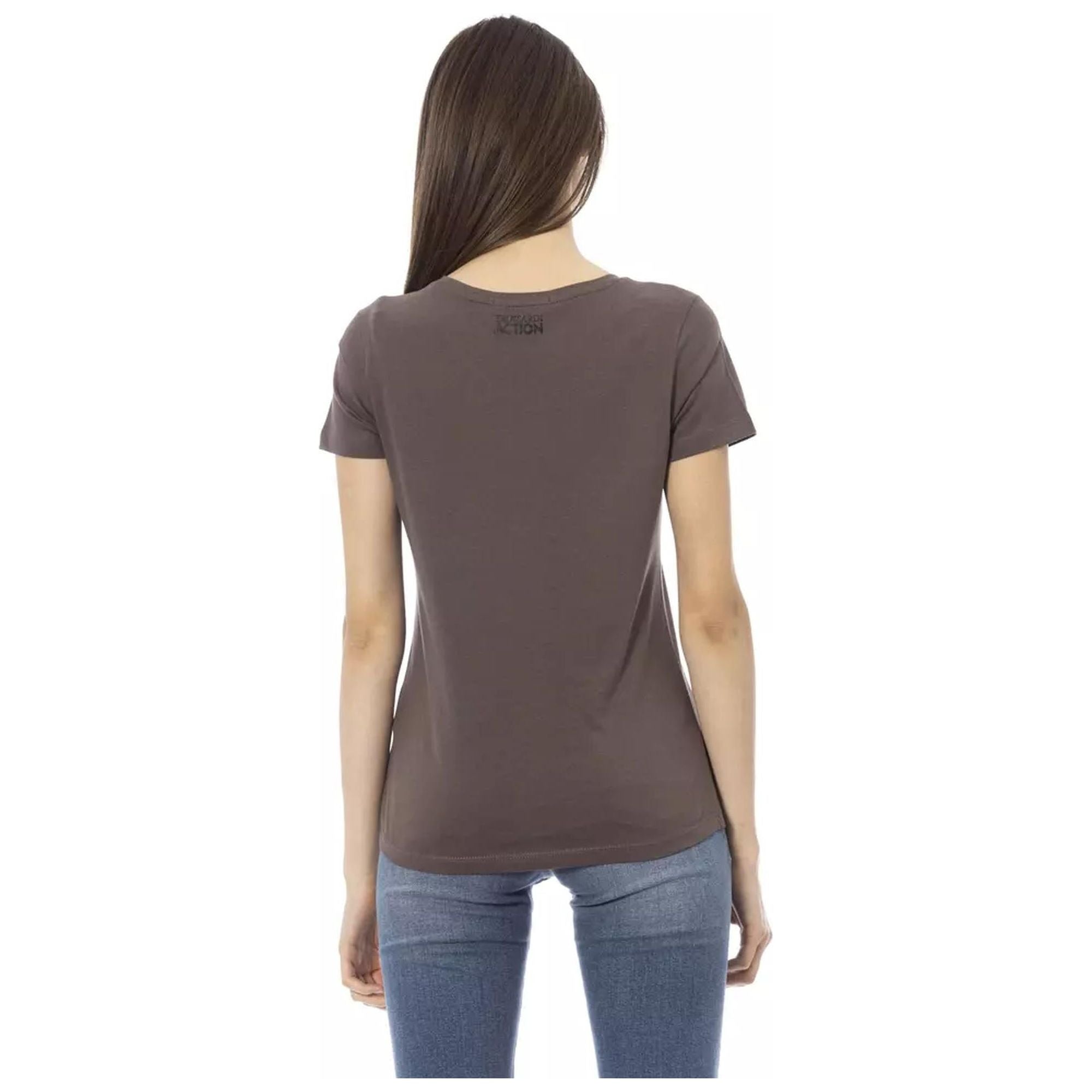 Short Sleeve V-Neck T-Shirt with Front Print M Women