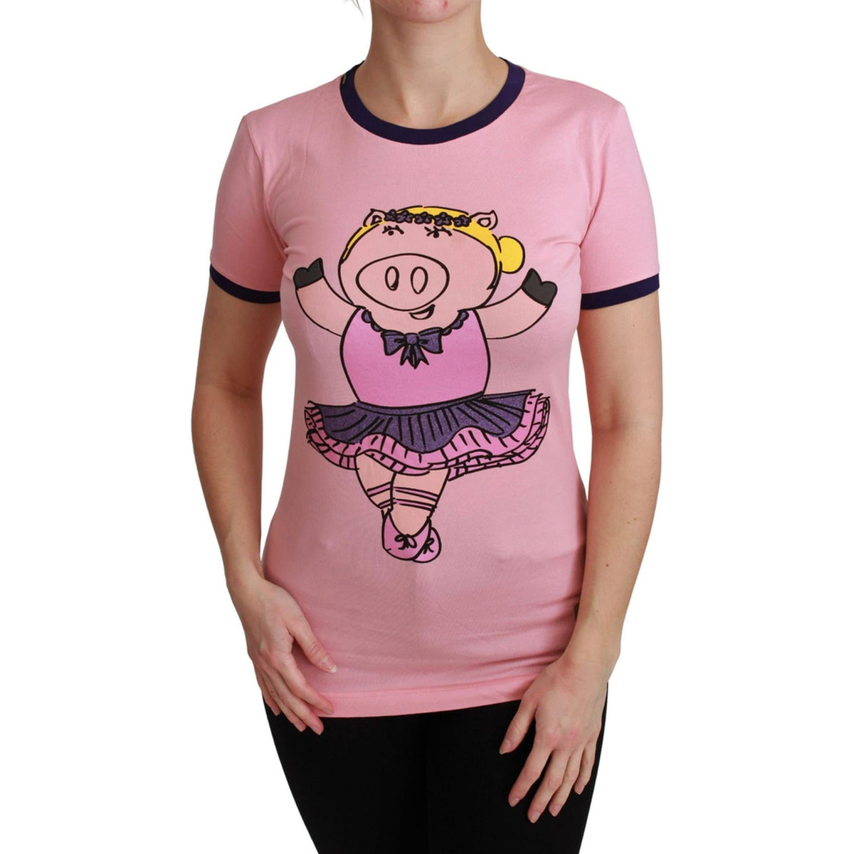 Year of the Pig 2019 Crewneck Short Sleeve T-shirt by Dolce &amp;amp; Gabbana 36 IT Women