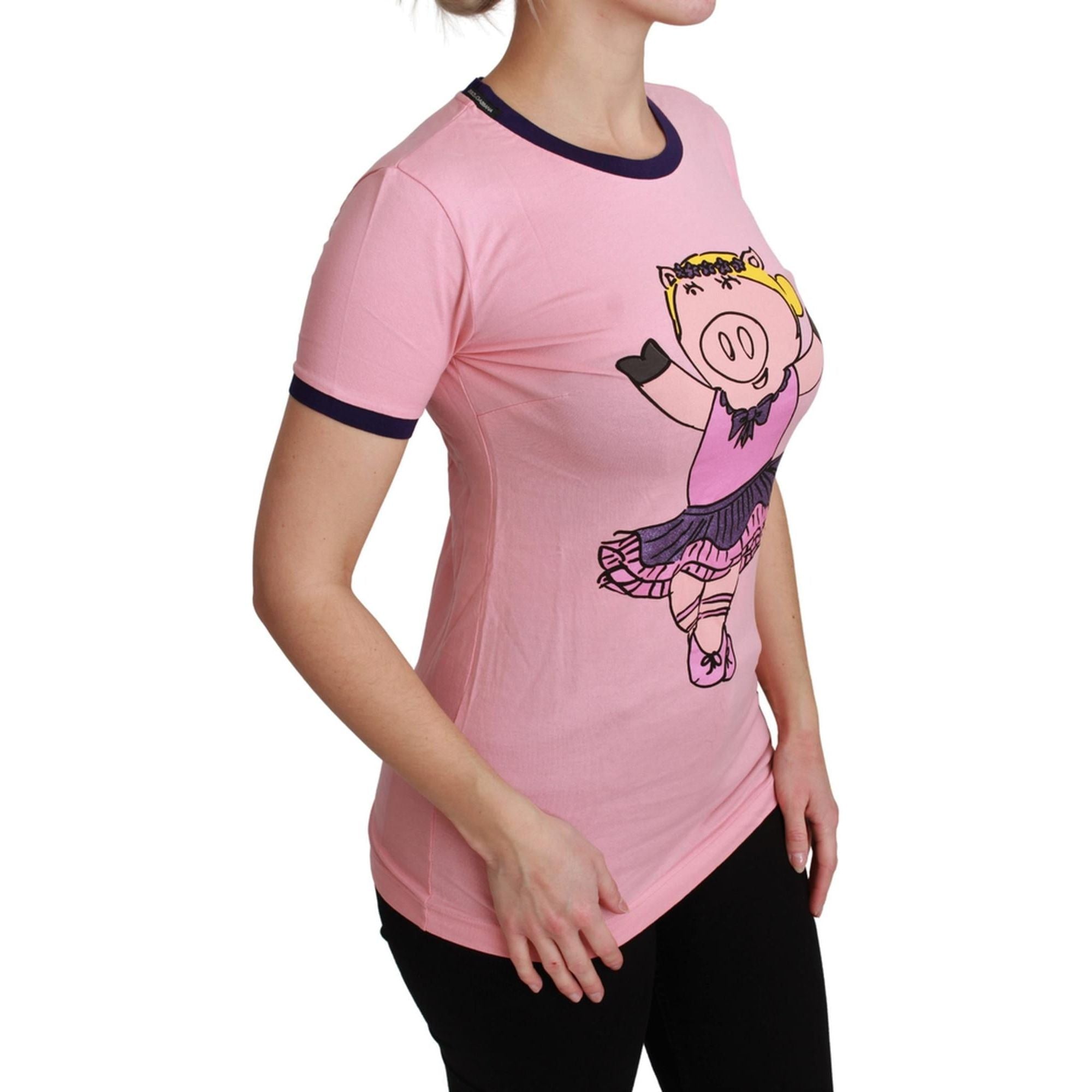 Year of the Pig 2019 Crewneck Short Sleeve T-shirt by Dolce &amp; Gabbana 36 IT Women