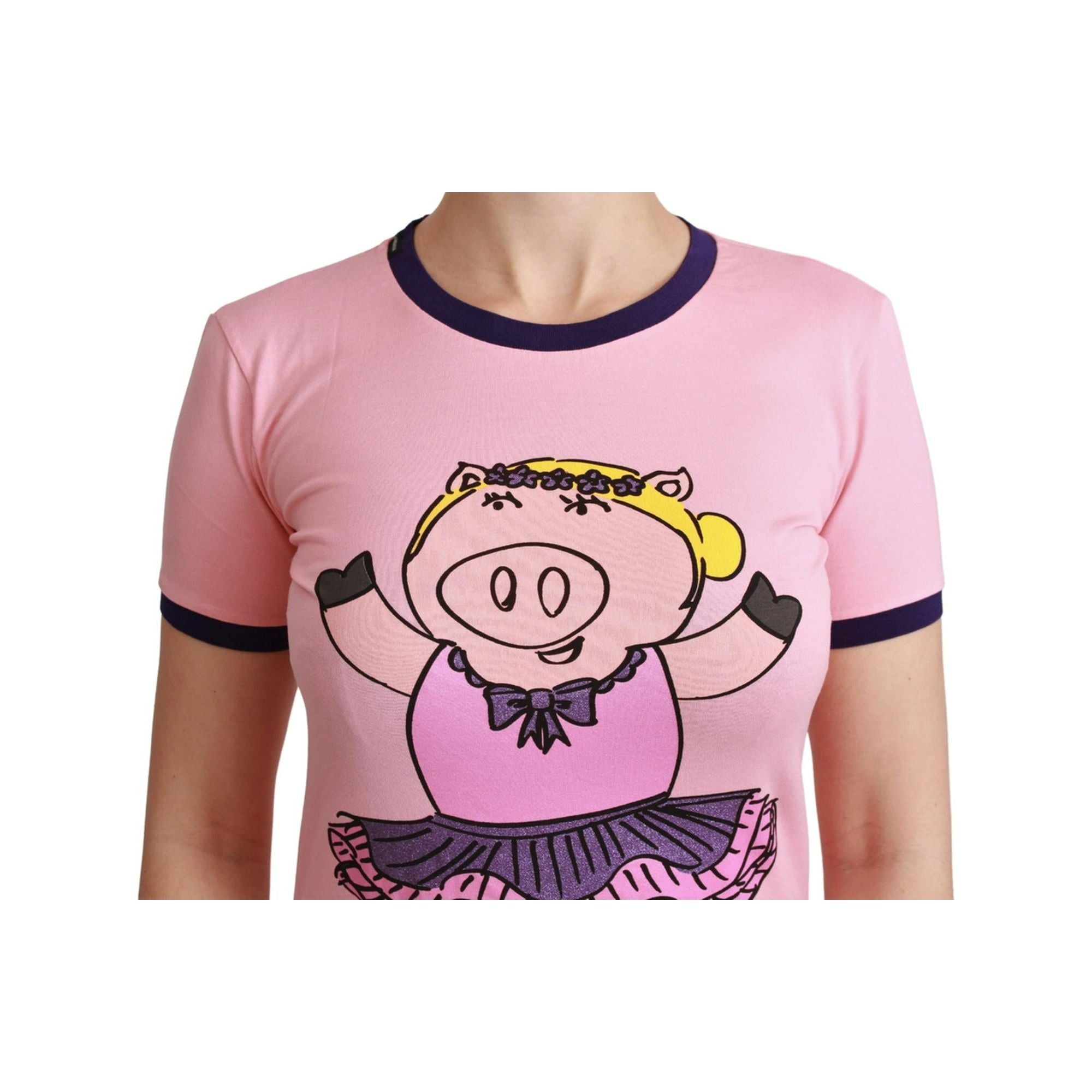 Year of the Pig 2019 Crewneck Short Sleeve T-shirt by Dolce &amp; Gabbana 36 IT Women