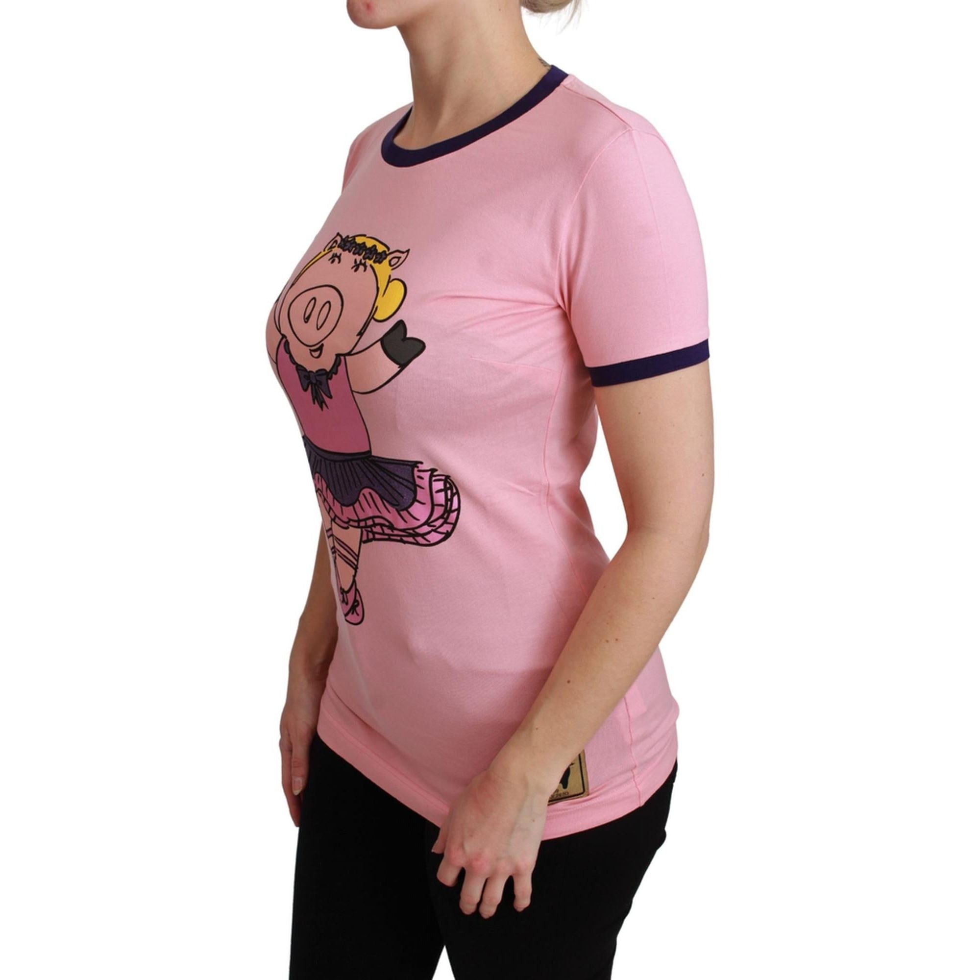 Year of the Pig 2019 Crewneck Short Sleeve T-shirt by Dolce &amp; Gabbana 38 IT Women