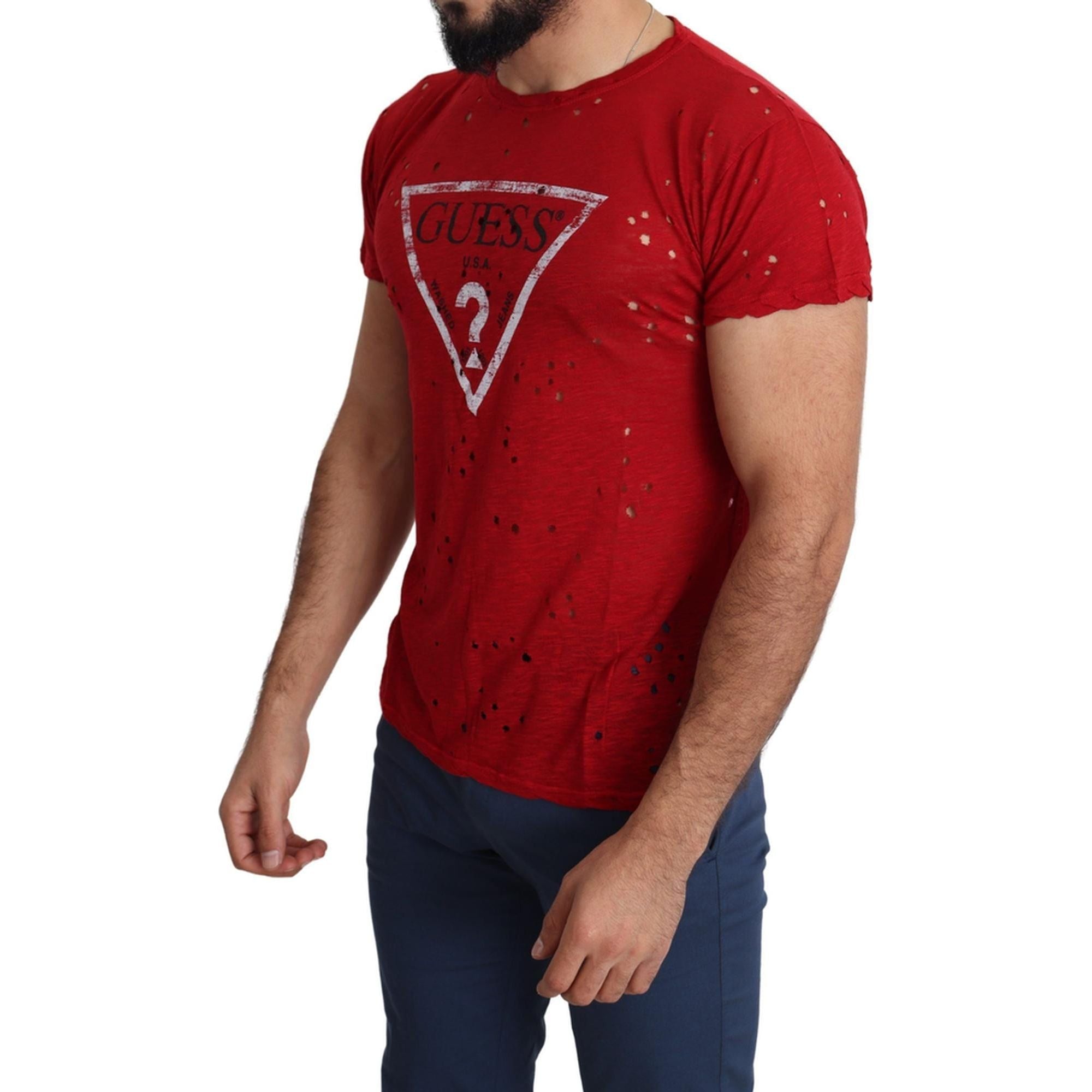 Authentic Guess Red Cotton Stretch T-shirt L Men