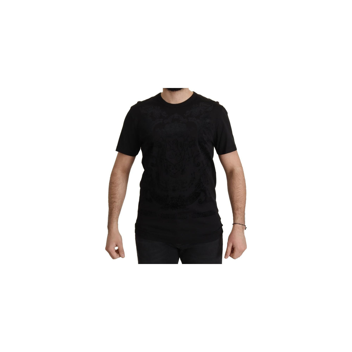 Authentic Dolce &amp; Gabbana Black Baroque Motive T-shirt