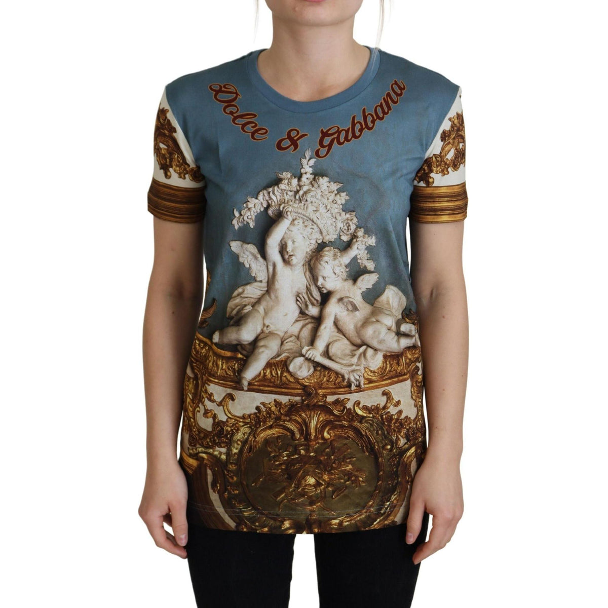 Stunning Dolce &amp;amp; Gabbana DG Logo Angel Print Top 36 IT Women