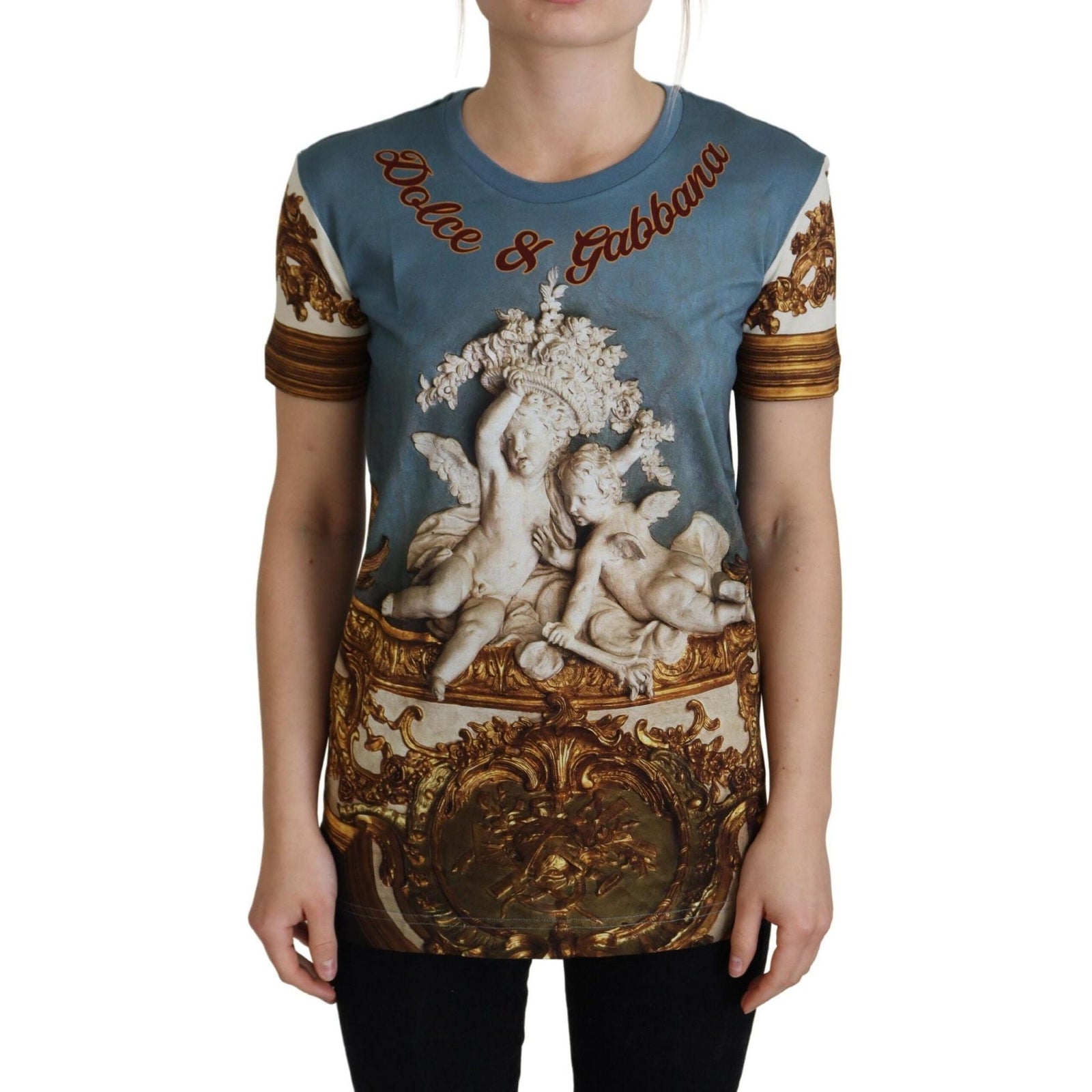 Stunning Dolce &amp; Gabbana DG Logo Angel Print Top 36 IT Women