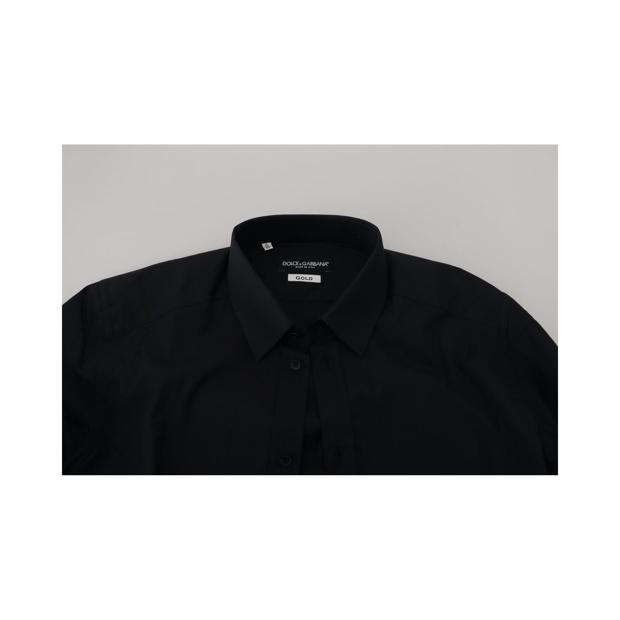 Classic Black Cotton Dress Shirt 37 IT Men