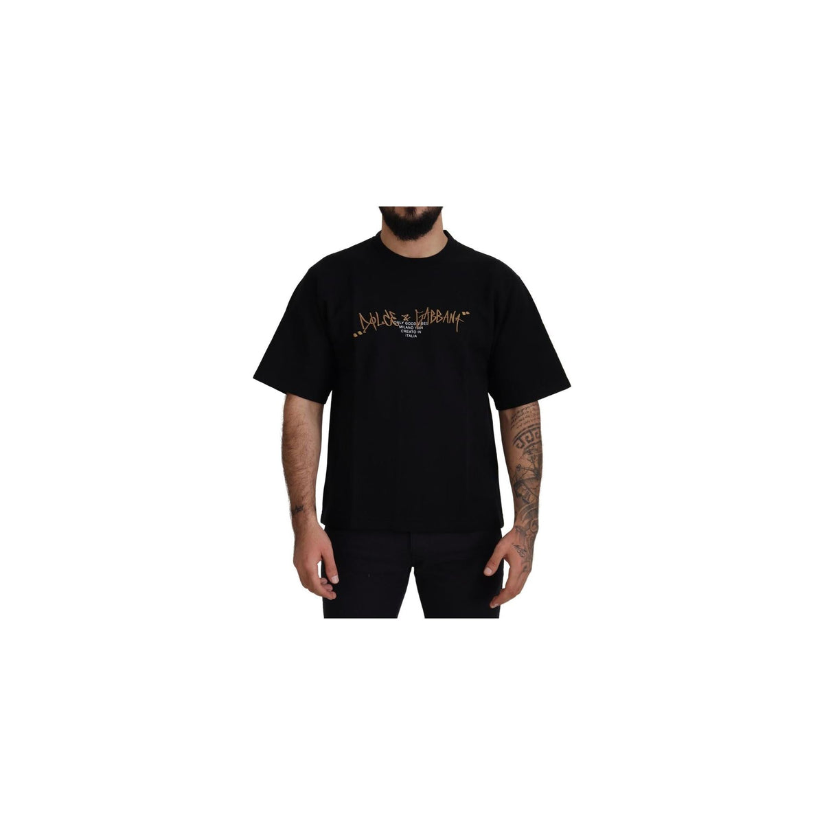 Authentic Dolce &amp;amp; Gabbana Black Logo T-Shirt 44 IT Men