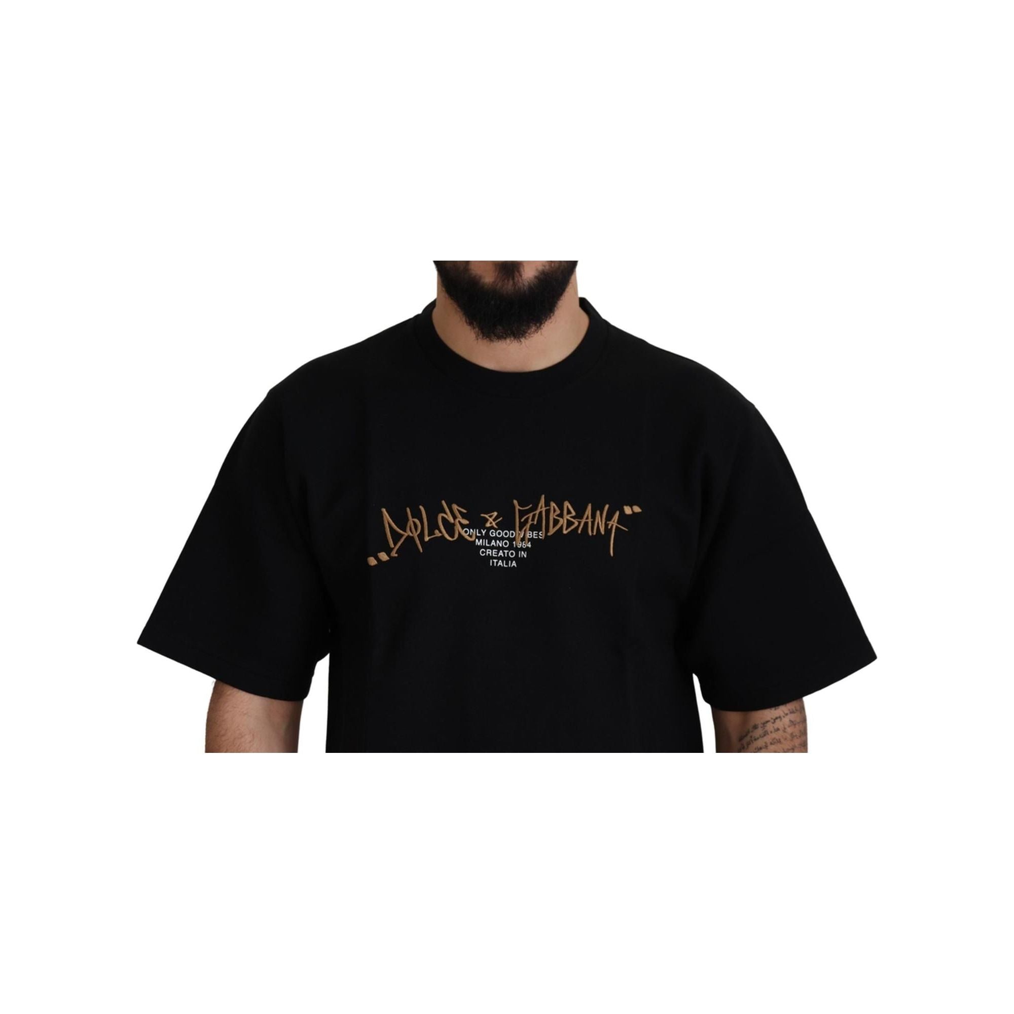 Authentic Dolce &amp; Gabbana Black Logo T-Shirt 44 IT Men